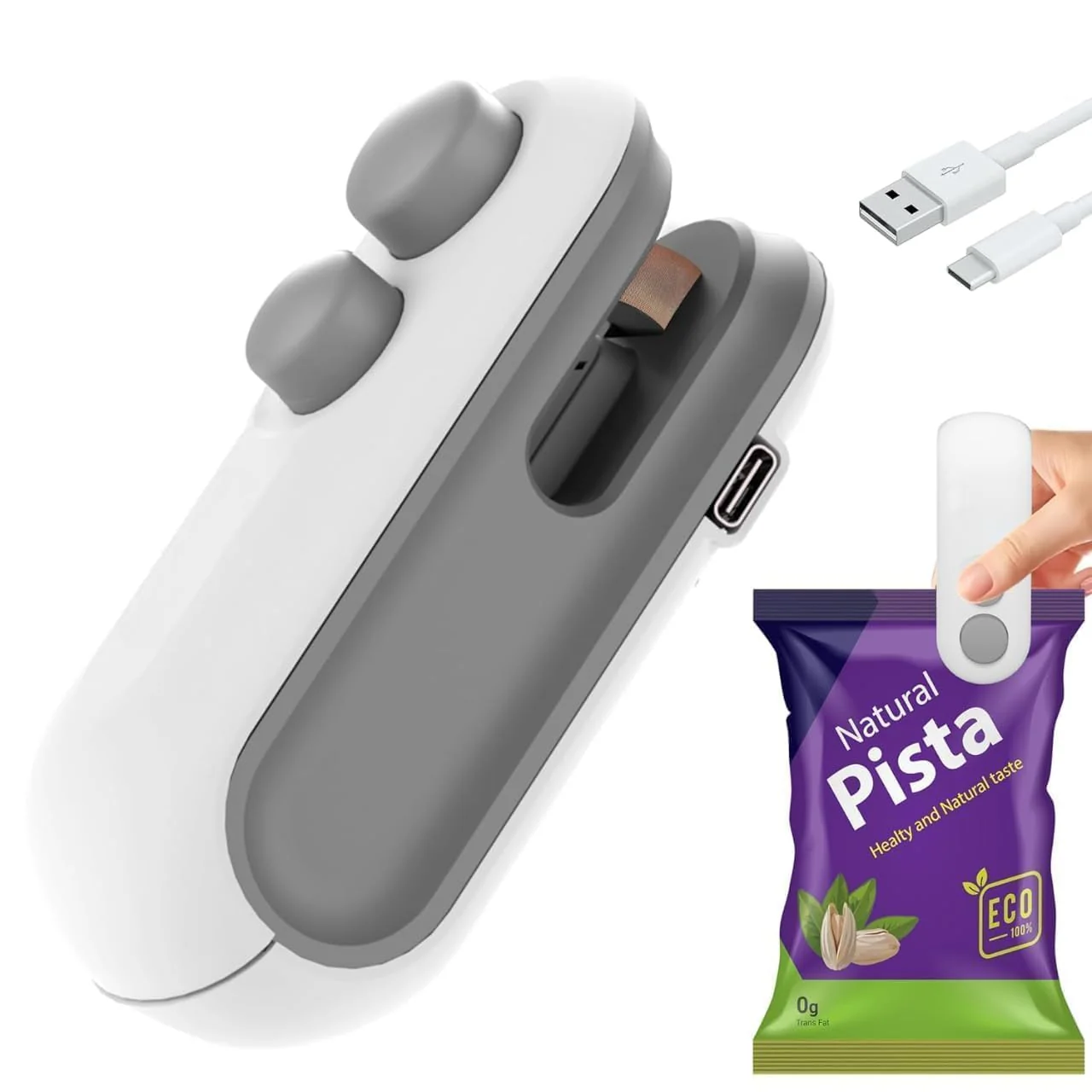 Sealy: 2-in-1 Mini Bag Sealer & Cutter, USB-C Rechargeable Portable Handheld Food Storage Sealing Machine for Snacks, Chips & Plastic Packets - Image 9