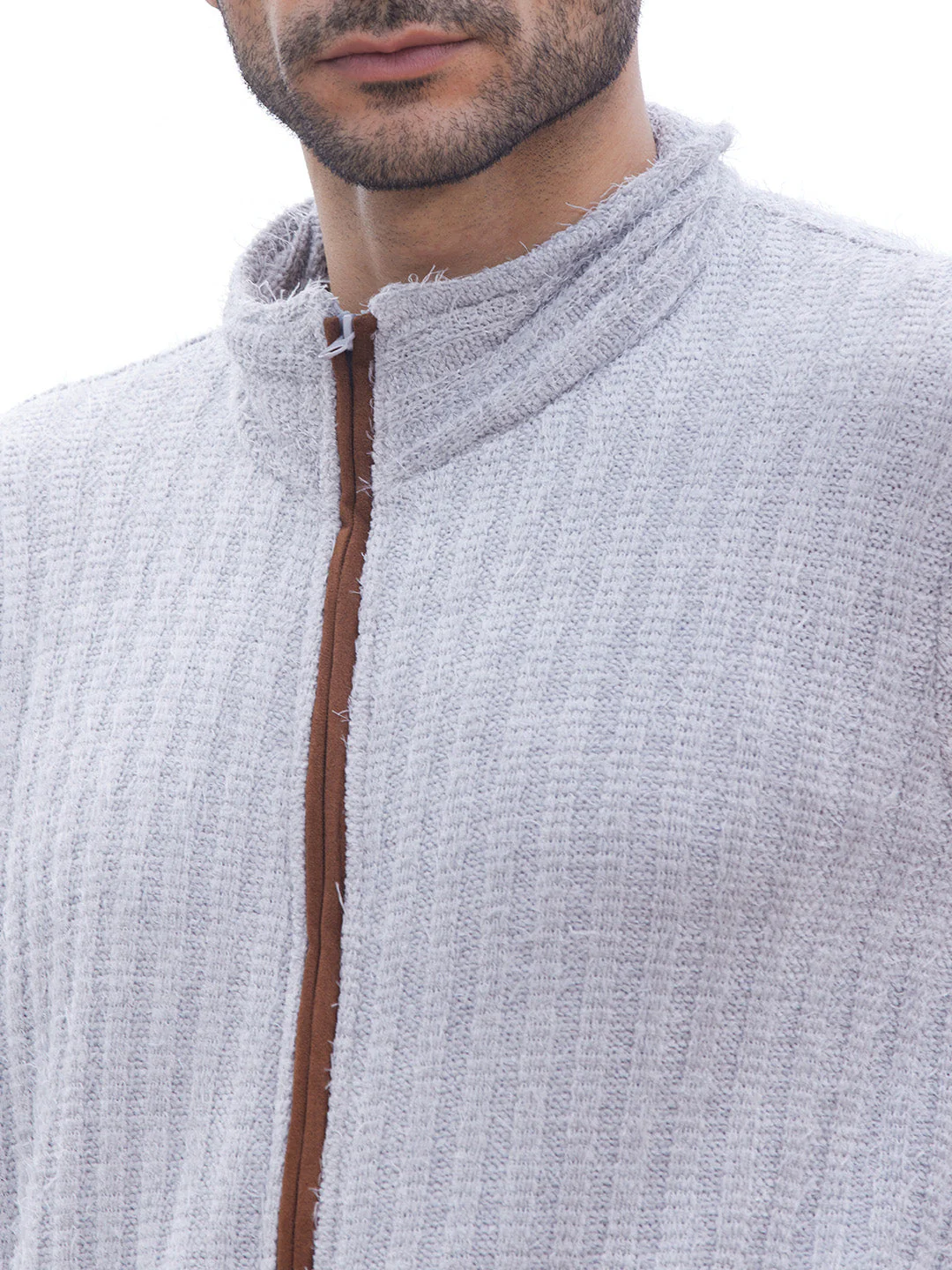 Self-Design Striped Knitted Jacket - Image 7