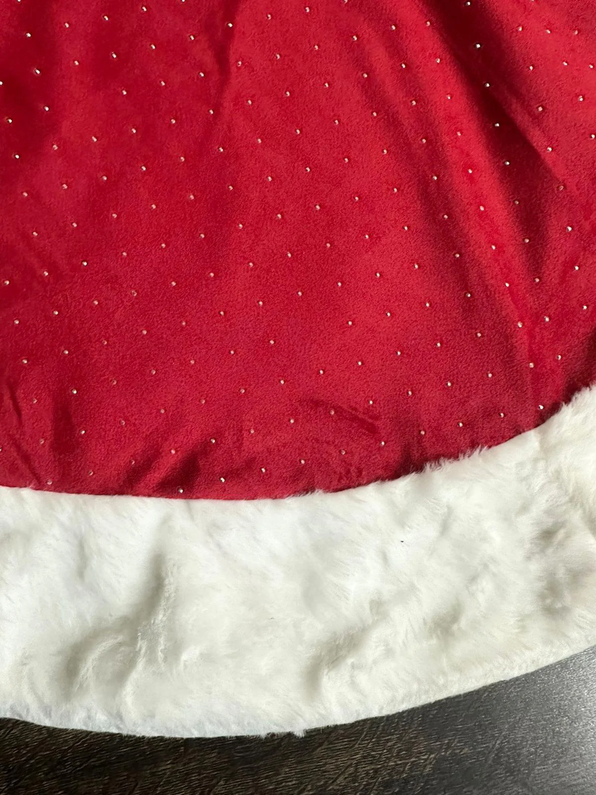 SEQUIN Christmas Tree Skirt Plush Xmas Tree Skirts for Christmas Holiday Decorations (Red and White, 34Inch)