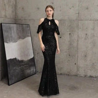 Sequin Cold Shoulder Maxi Gown - Image 11