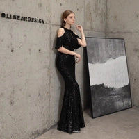 Sequin Cold Shoulder Maxi Gown - Image 14