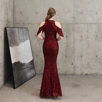 Sequin Cold Shoulder Maxi Gown - Image 16