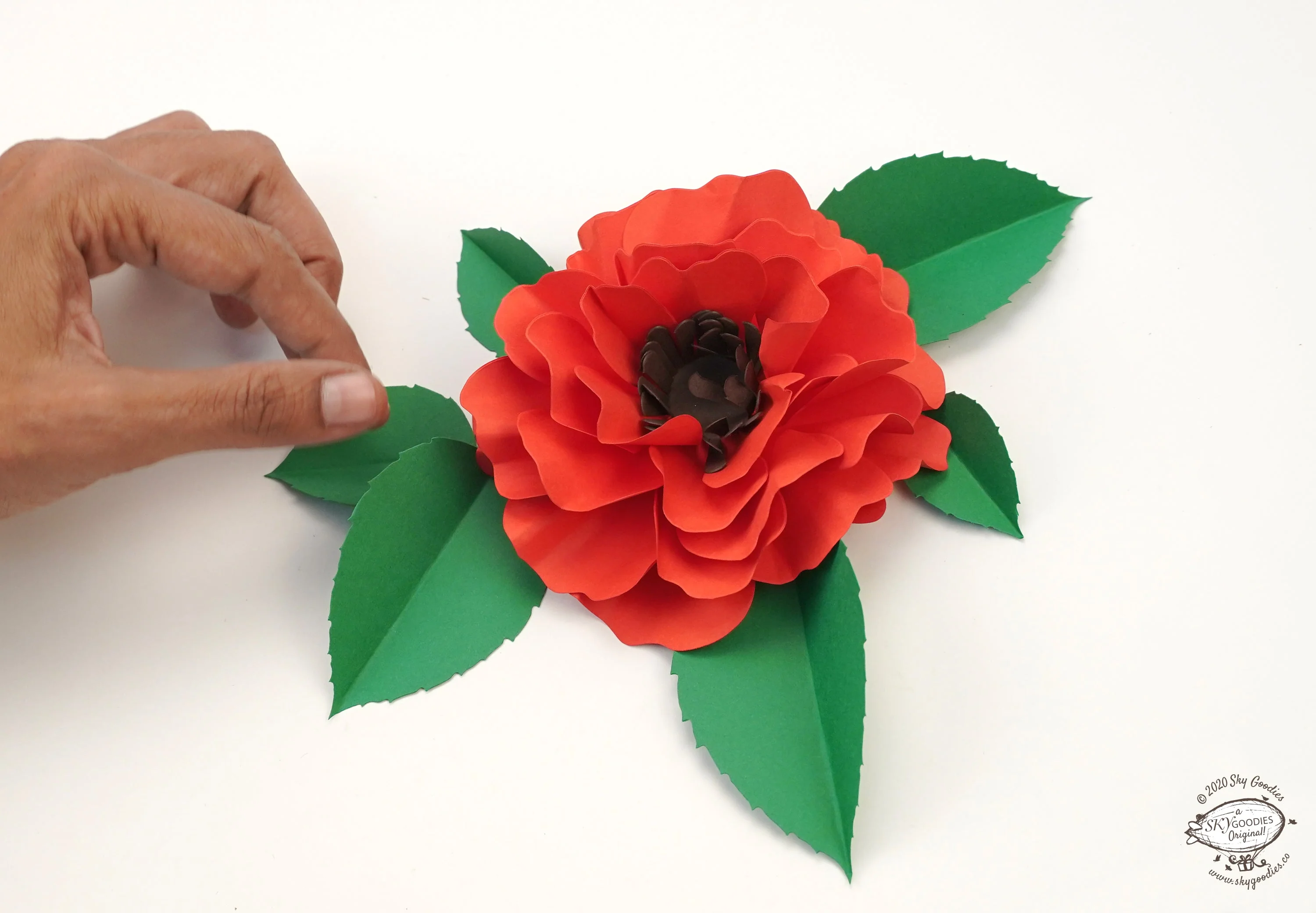 Set of 10 Matte Red 'Crush & Use' Paper Wild Roses - Image 3