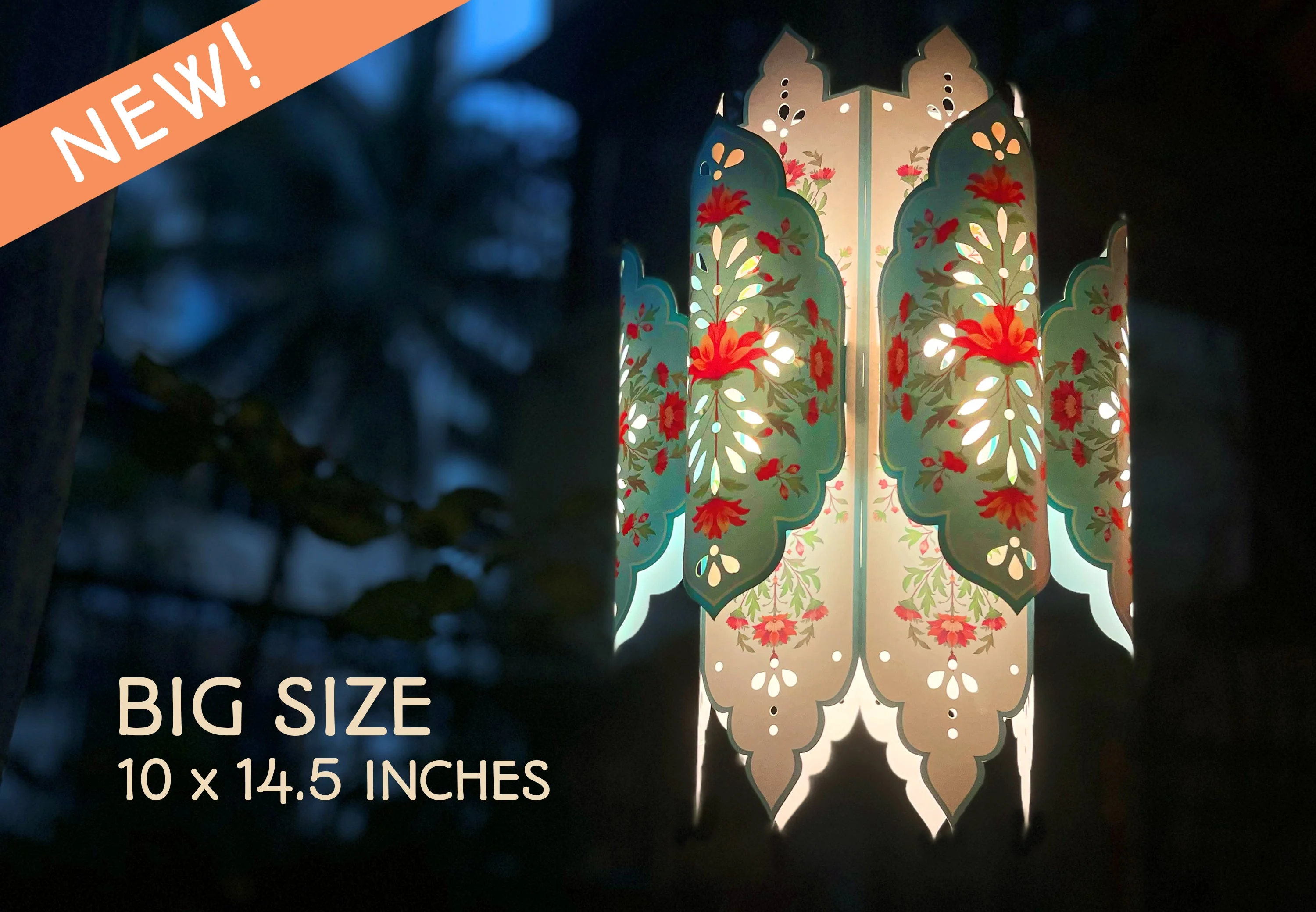 Set of 2: Big Elegant Kandil DIY Paper Lamp Shades PINK and BLUE - Image 4