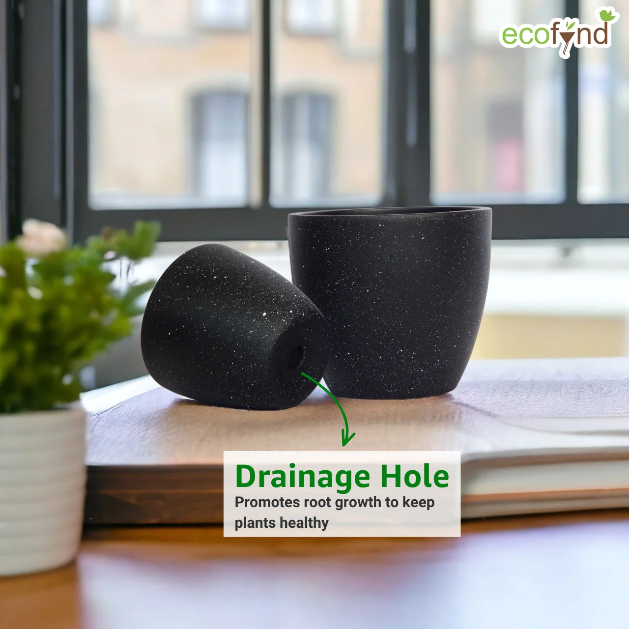 Set of 3 Black Terracotta Planter Pots – Breathable Clay Pots for Healthy Plants - Image 2
