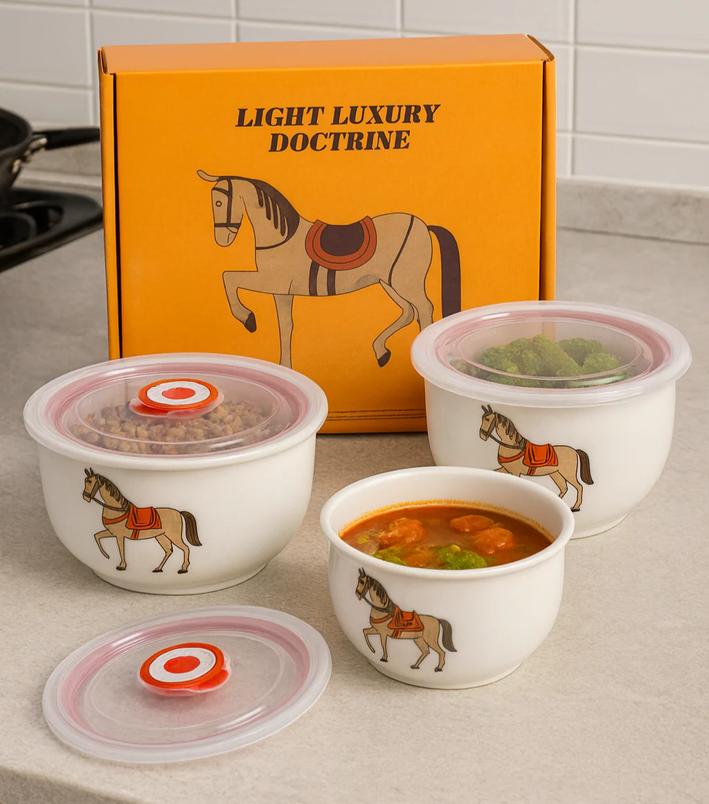 set of 3 Ceramic serving Bowl Set with Air tight Lids - Image 4