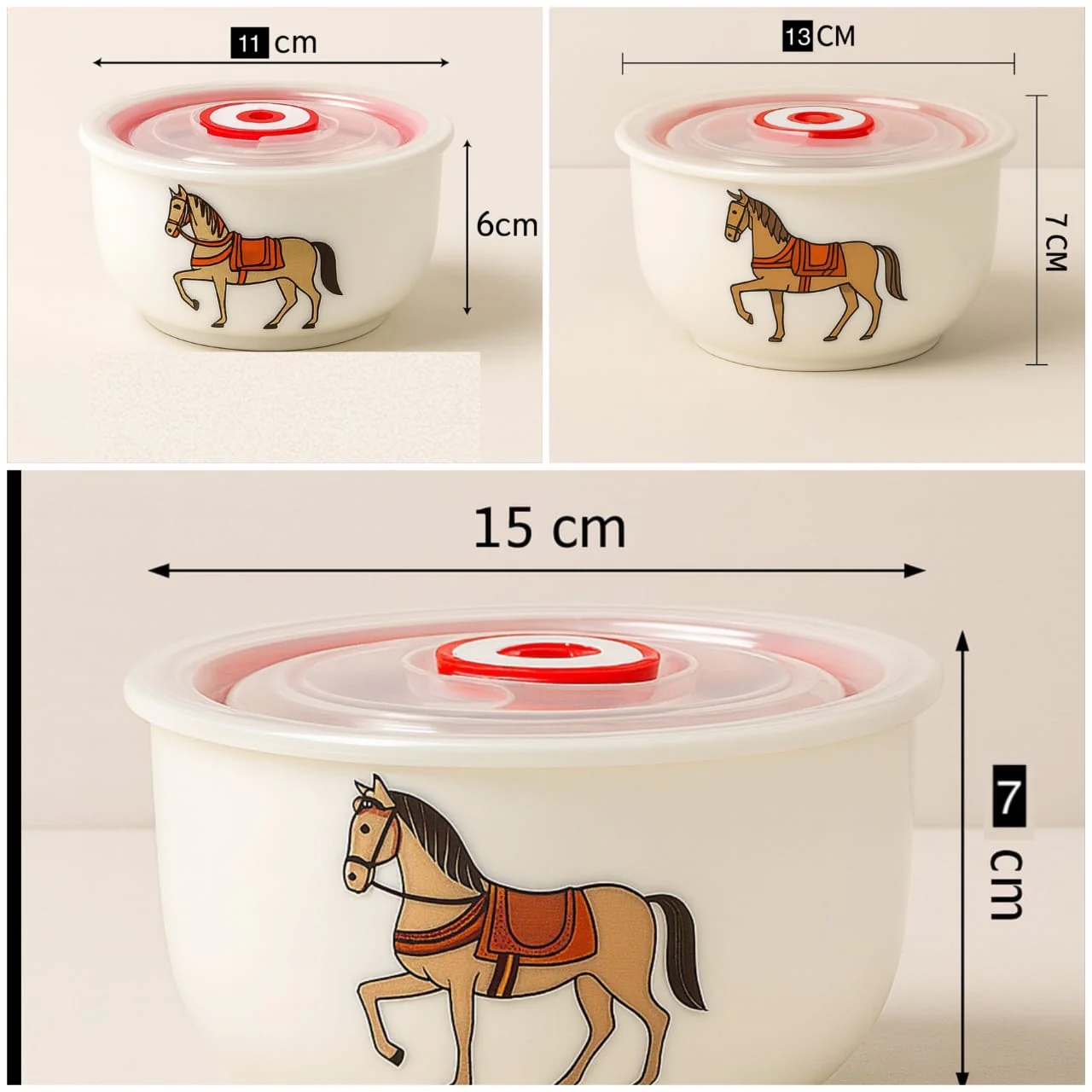 set of 3 Ceramic serving Bowl Set with Air tight Lids - Image 5