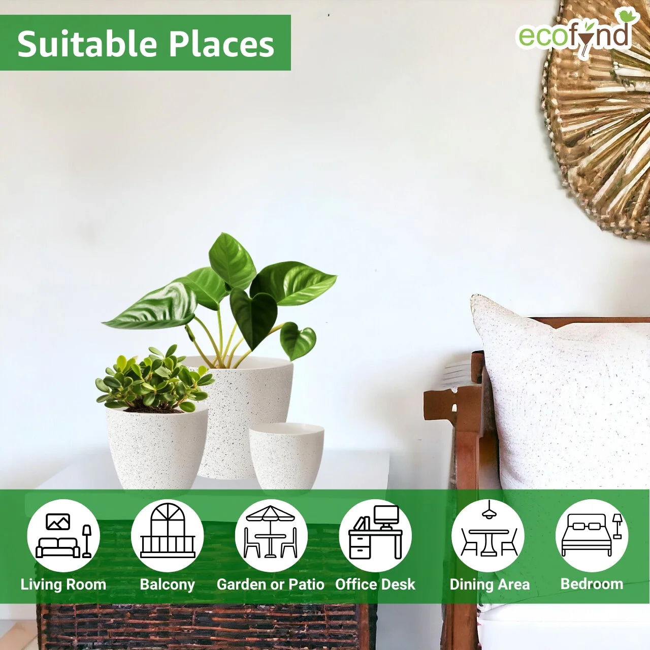 Set of 3 White Terracotta Planter Pots – Breathable Clay Pots for Healthy Plants - Image 4
