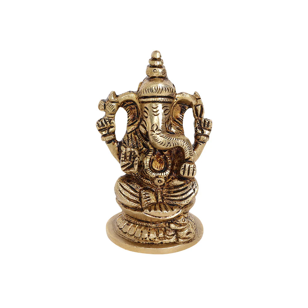Shakti Ganesha Brass Idol | 100% Pure Brass | Antique Finish - Image 4