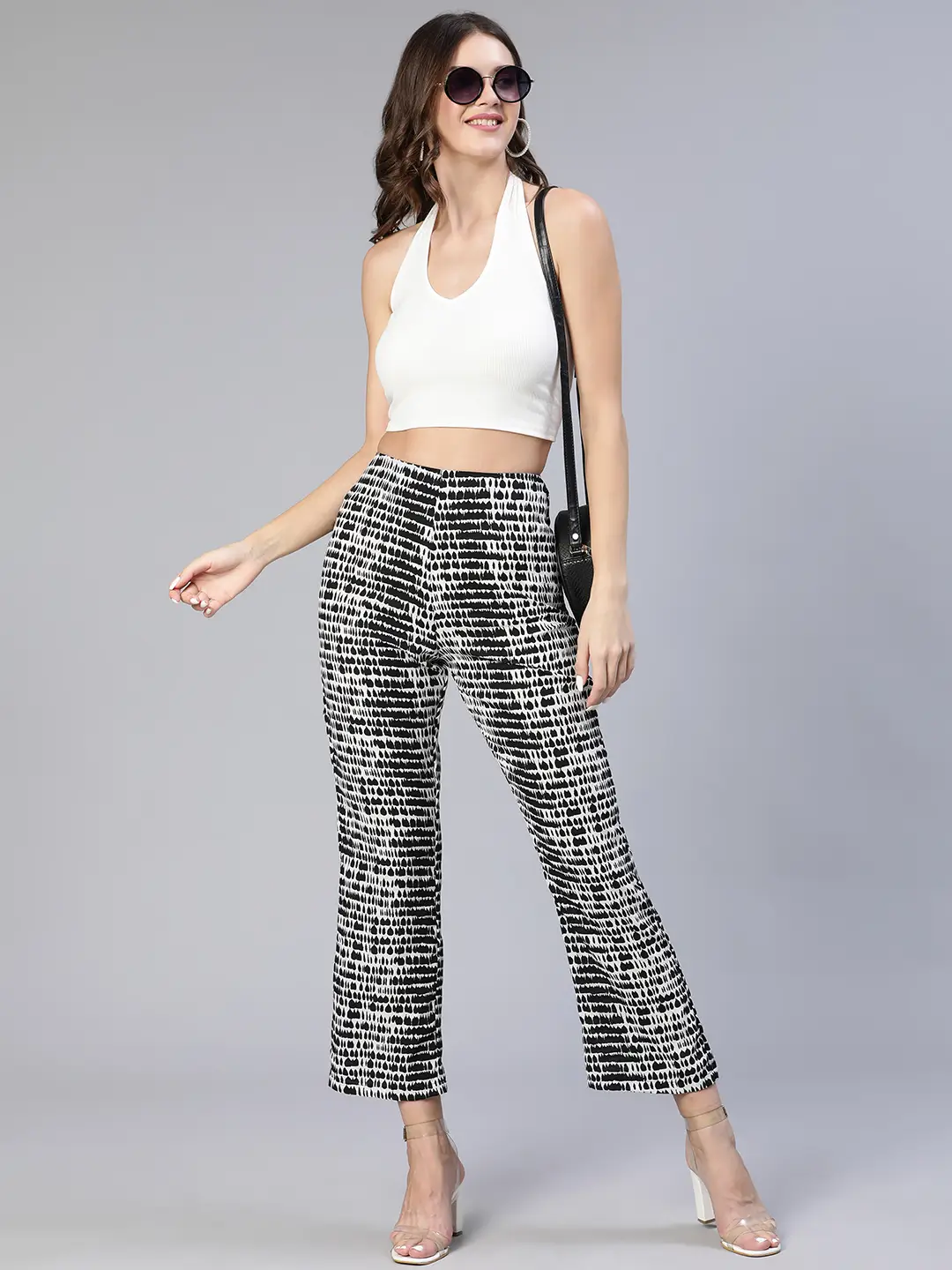 Shelled Black Abstract Print Elasticated Women Pants - Image 8
