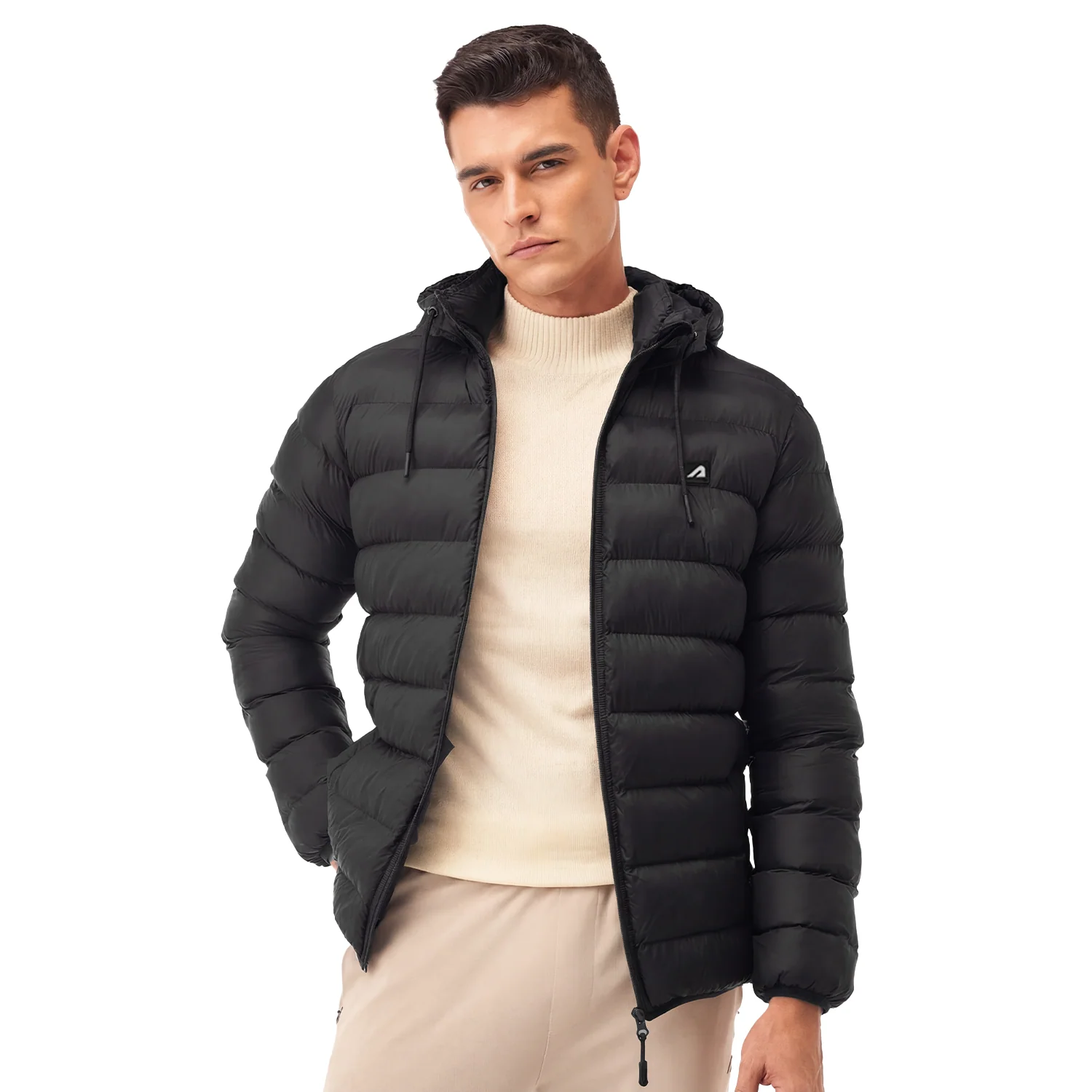 Sherpa Nylon Puffer Jacket - Black - Image 42