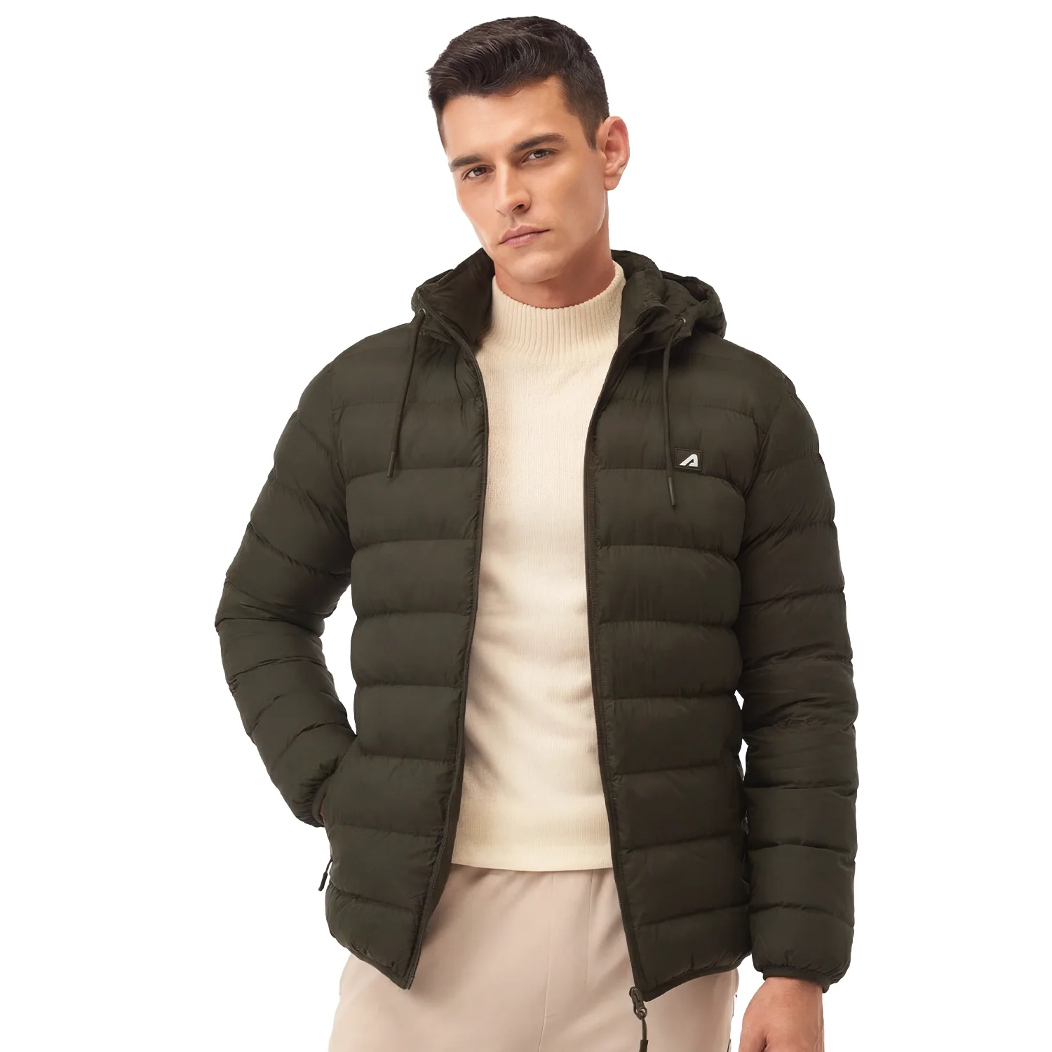 Sherpa Nylon Puffer Jacket -Olive - Image 10