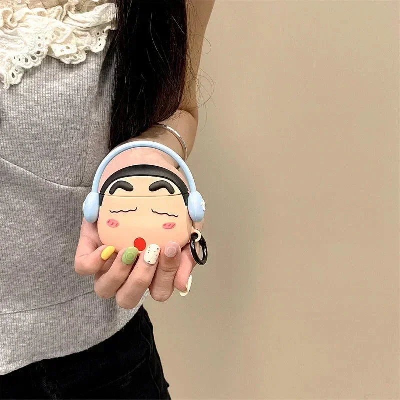 Shinchan With Blue Headphone Airpods Cover for Apple AirPods - Premium Silicone Case - Image 4