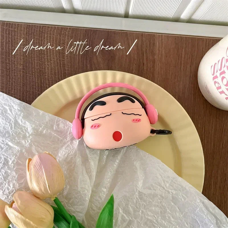 Shinchan With Blue Headphone Airpods Cover for Apple AirPods - Premium Silicone Case - Image 6
