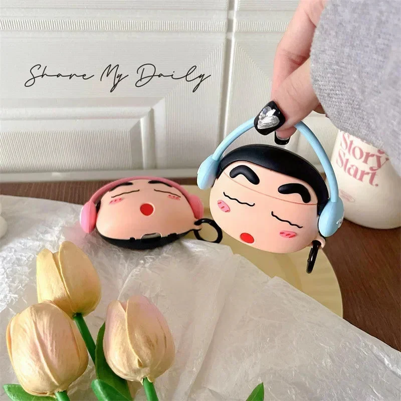 Shinchan With Blue Headphone Airpods Cover for Apple AirPods - Premium Silicone Case - Image 8