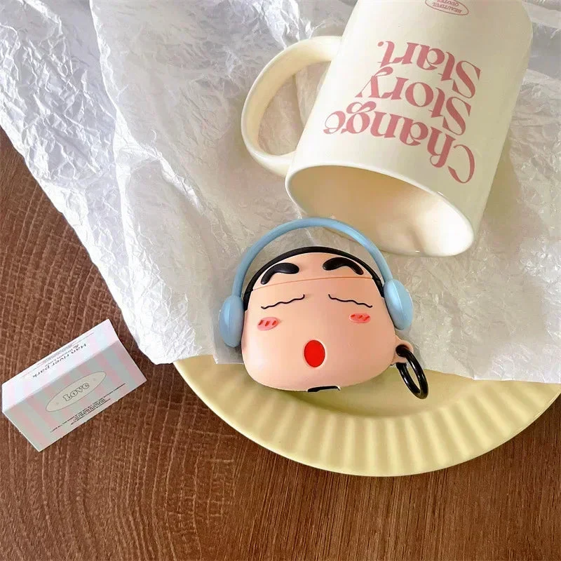 Shinchan With Blue Headphone Airpods Cover for Apple AirPods - Premium Silicone Case - Image 9