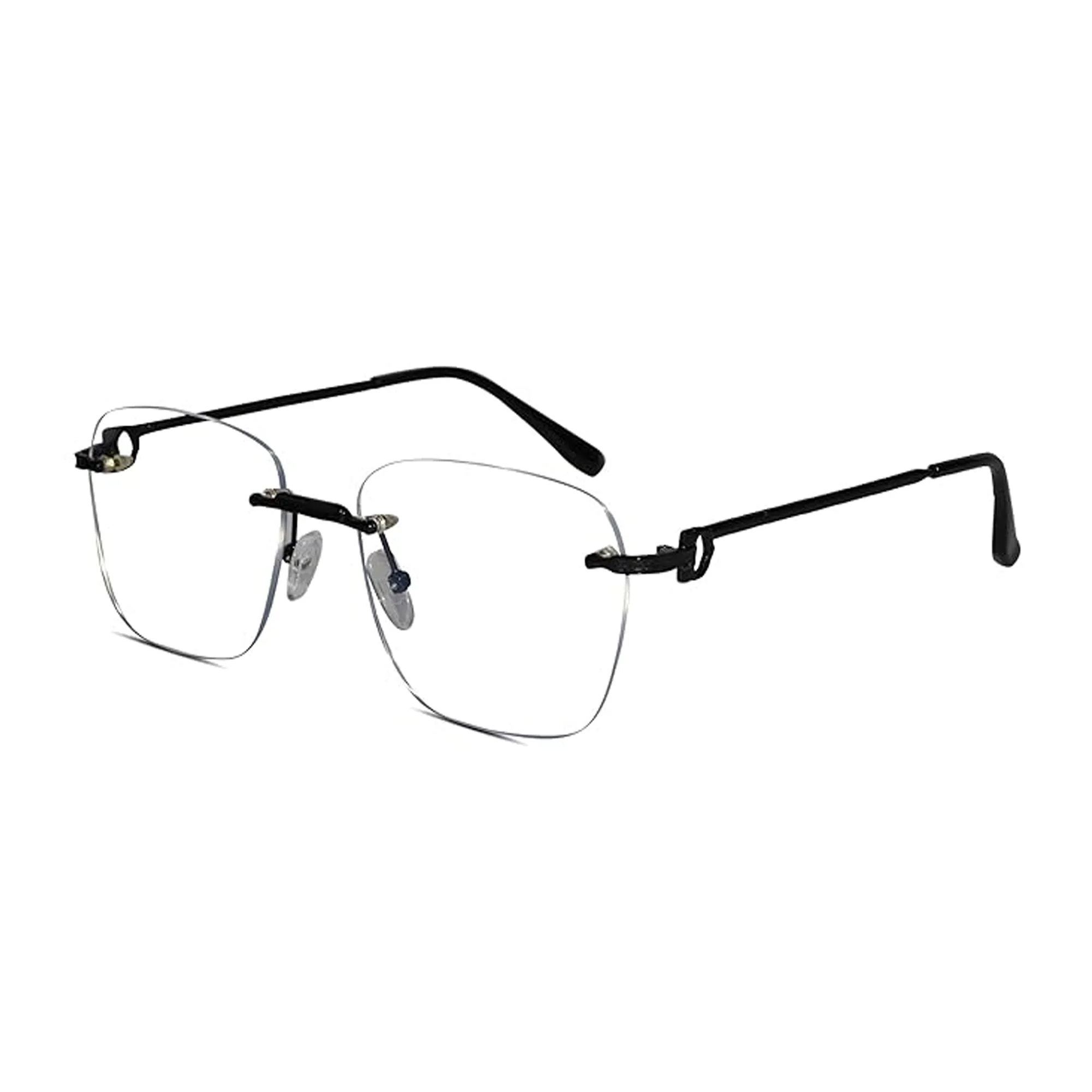 Shiny Black Frameless Rectangular Computer Glasses