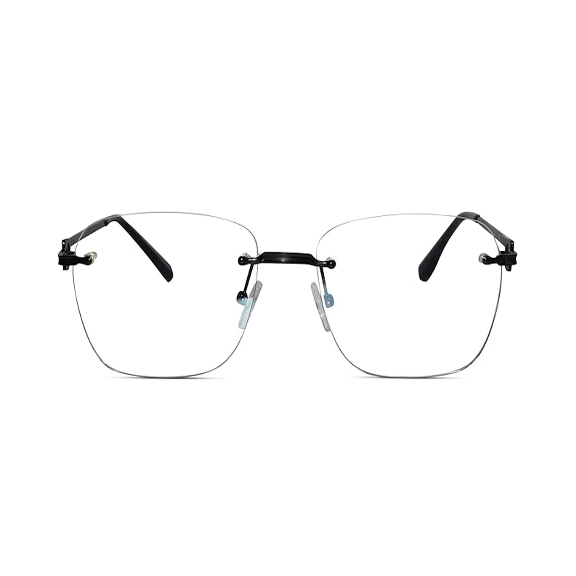 Shiny Black Frameless Rectangular Computer Glasses - Image 2