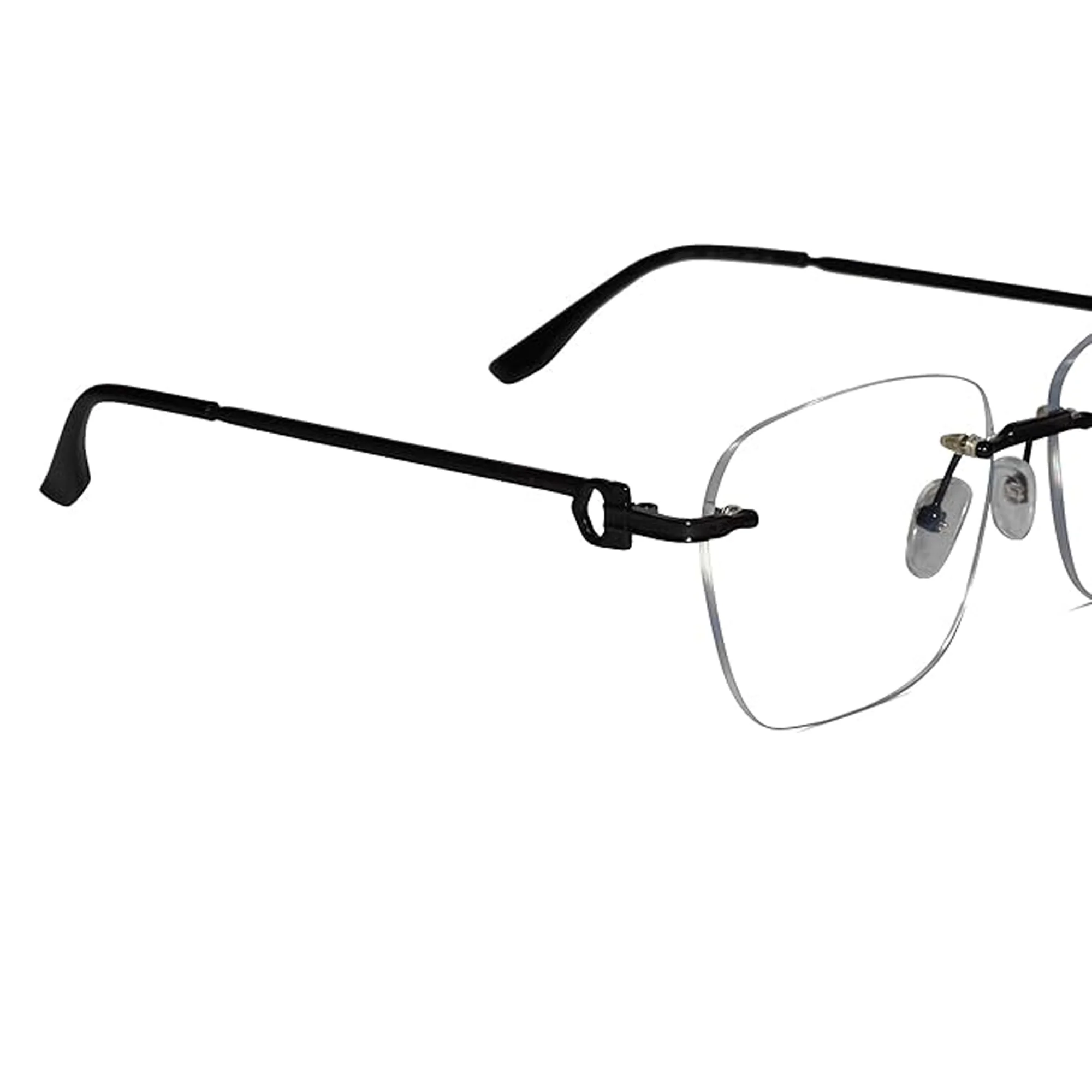 Shiny Black Frameless Rectangular Computer Glasses - Image 3
