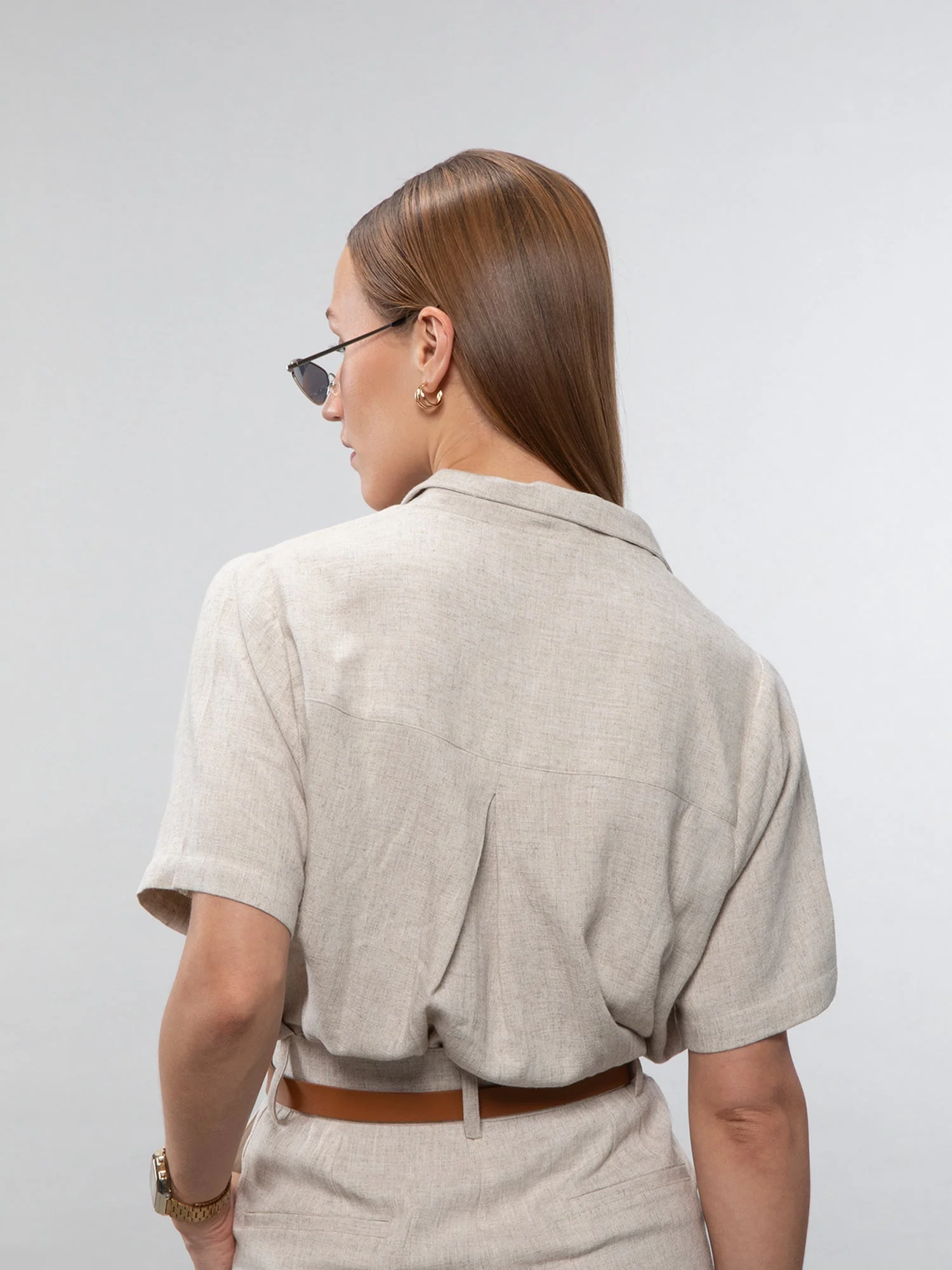 Short-sleeve linen shirt - Image 14