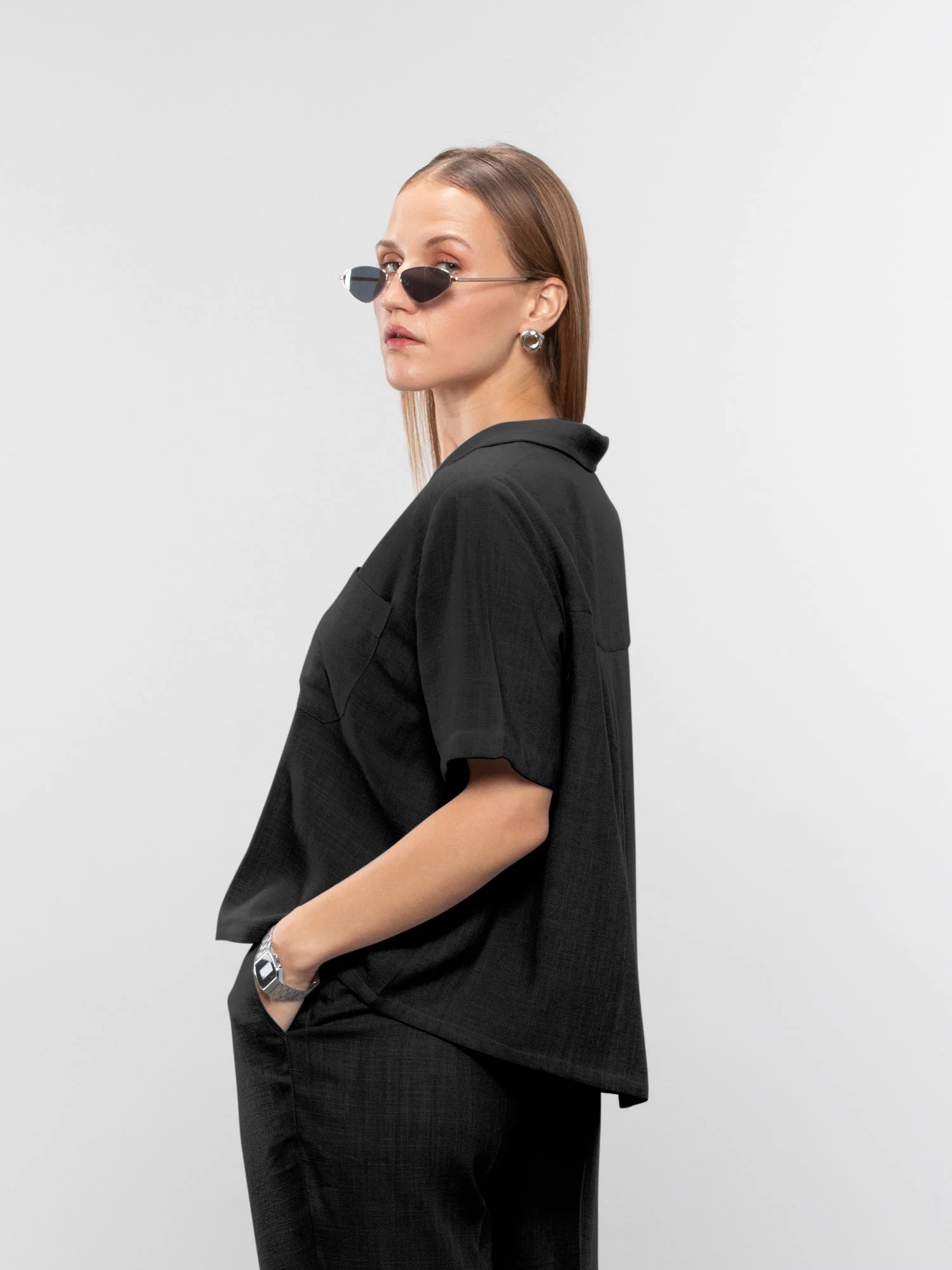 Short-sleeve linen shirt - Image 3