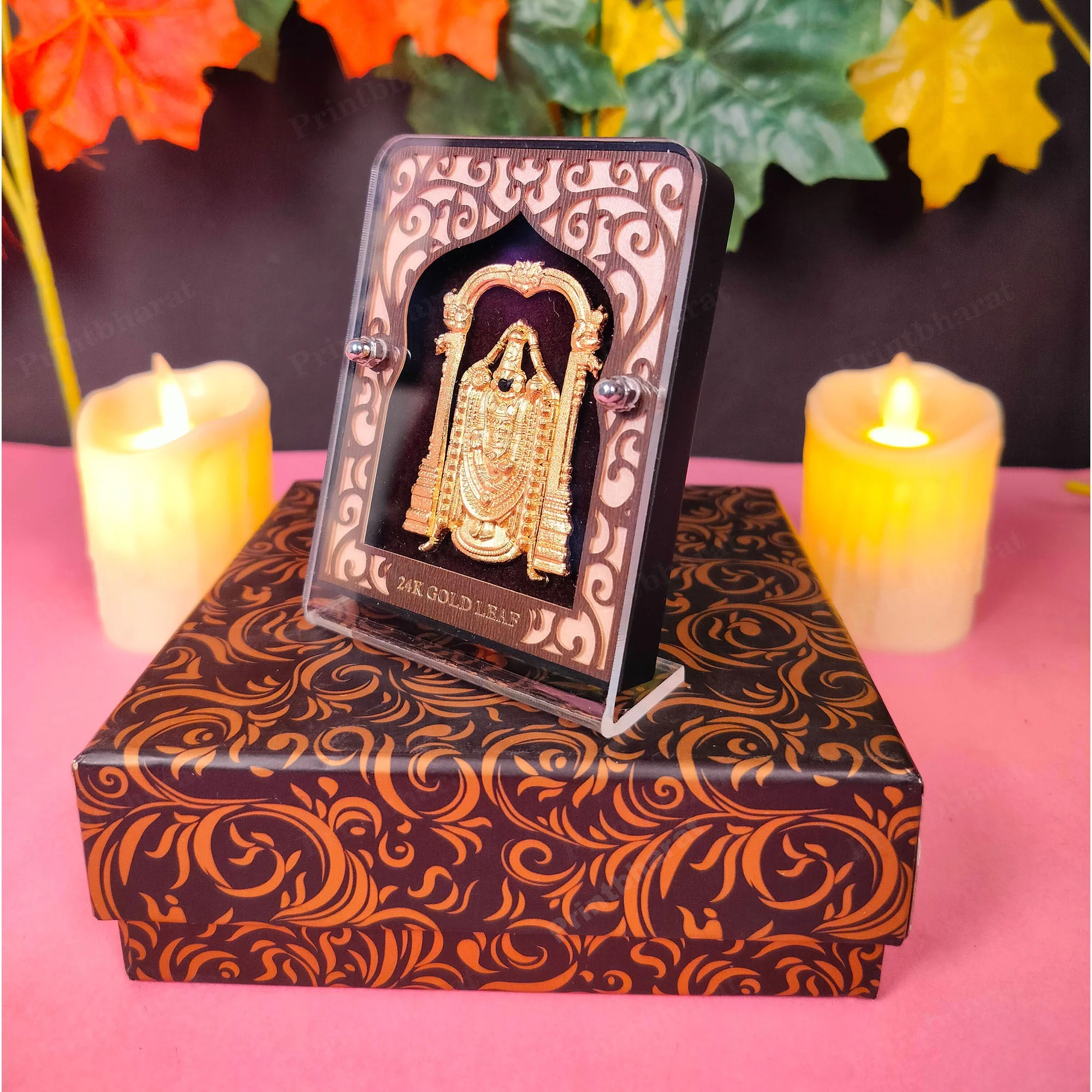 Shree Balaji  Leaf 24KT Gold Coated Table Top - Image 2
