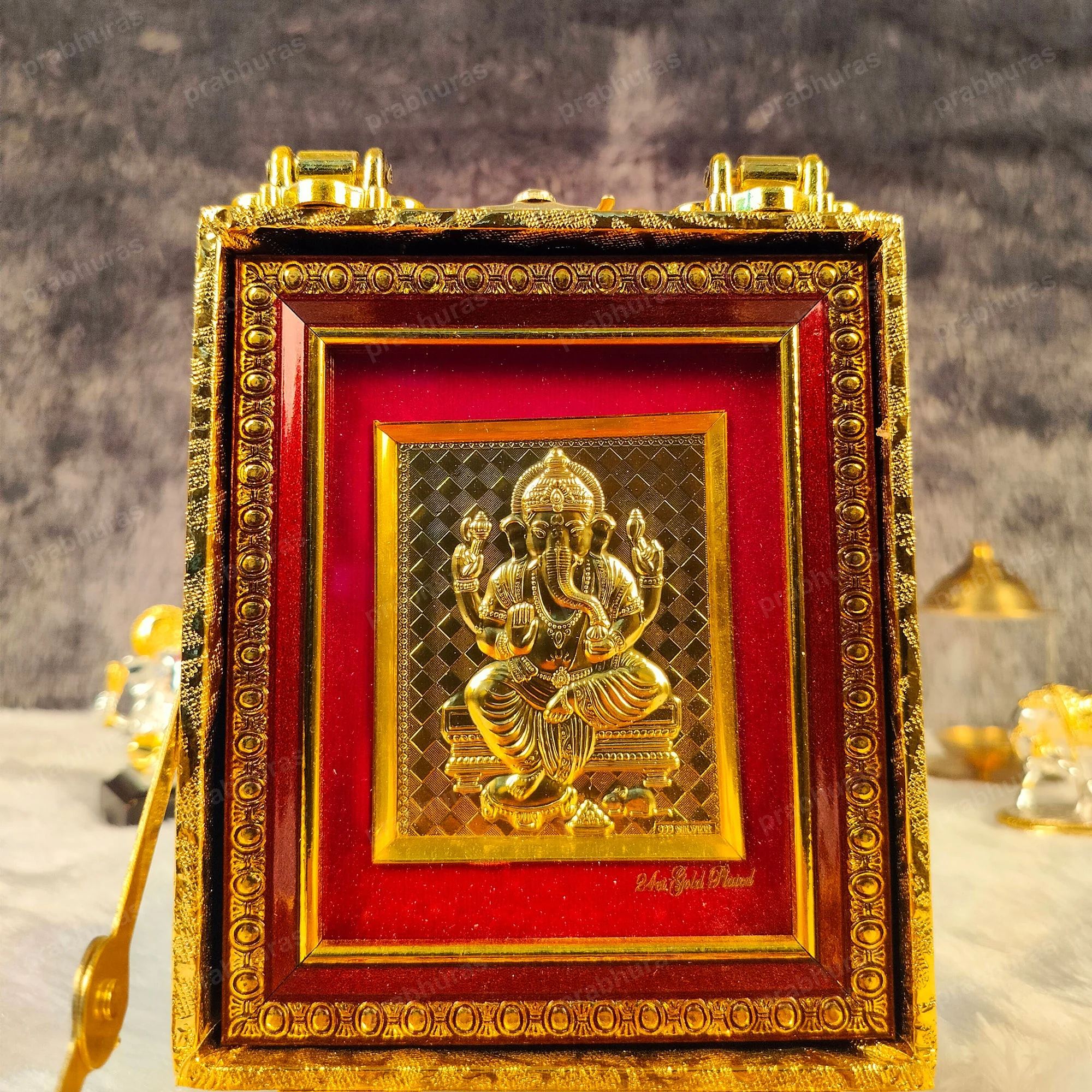 Shree Ganesh ji With Attachi Gift Box Gold Coated - Image 4
