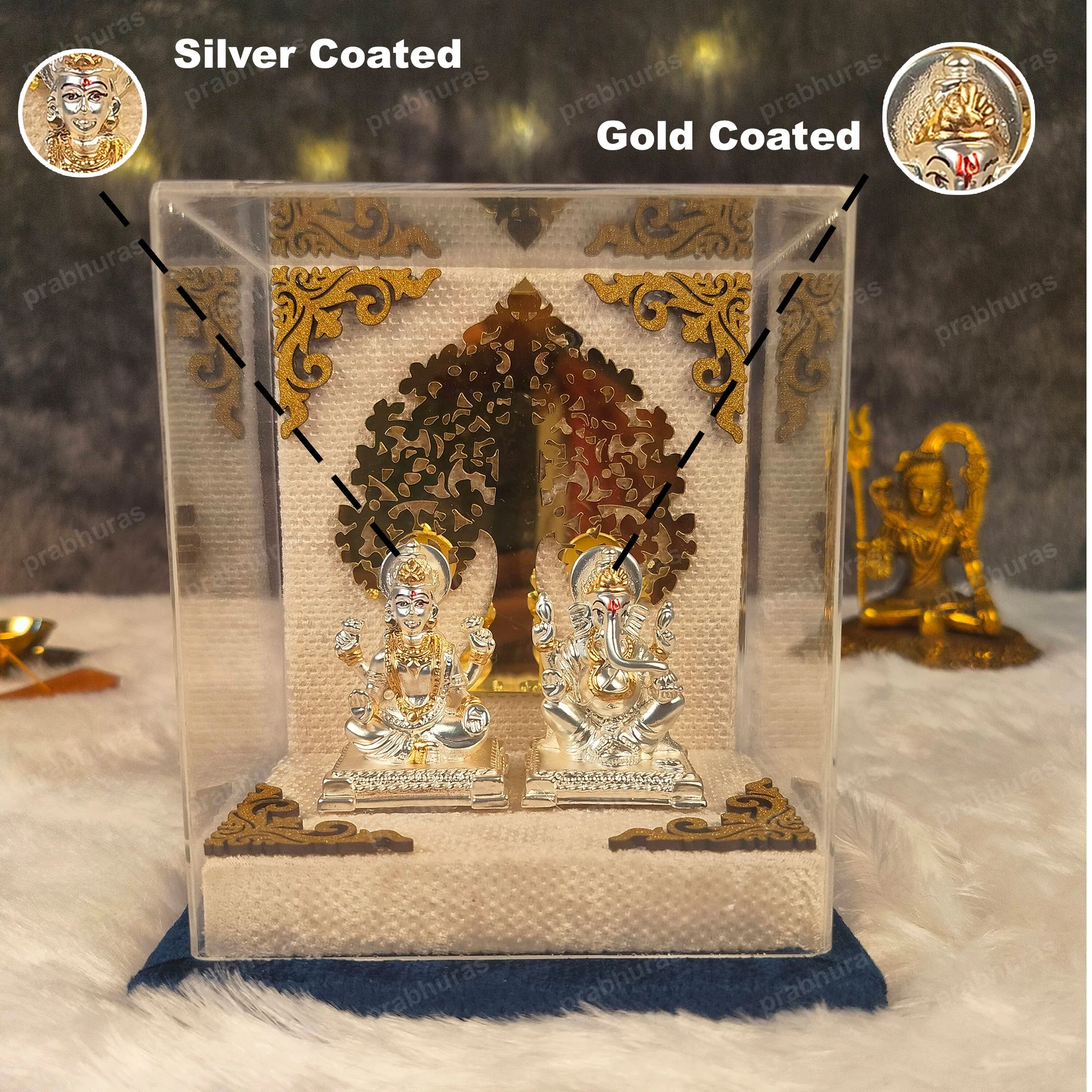 Shree Laxmi Ganesh With Gold And Silver Coated - Image 5