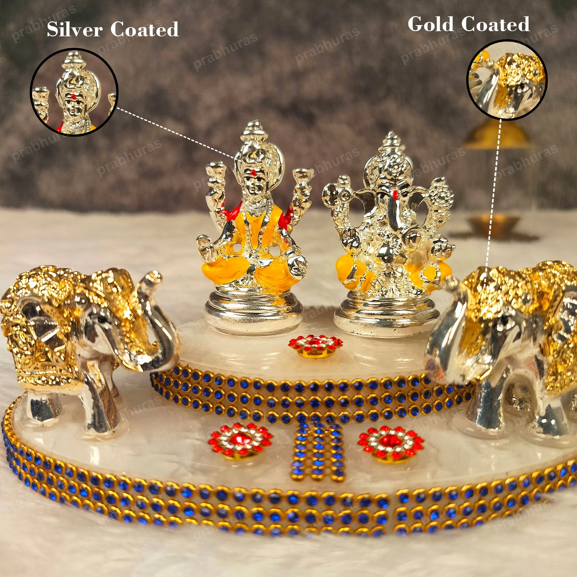 Shree Laxmi Ganesh With Hathi And Silver Coated - Image 3