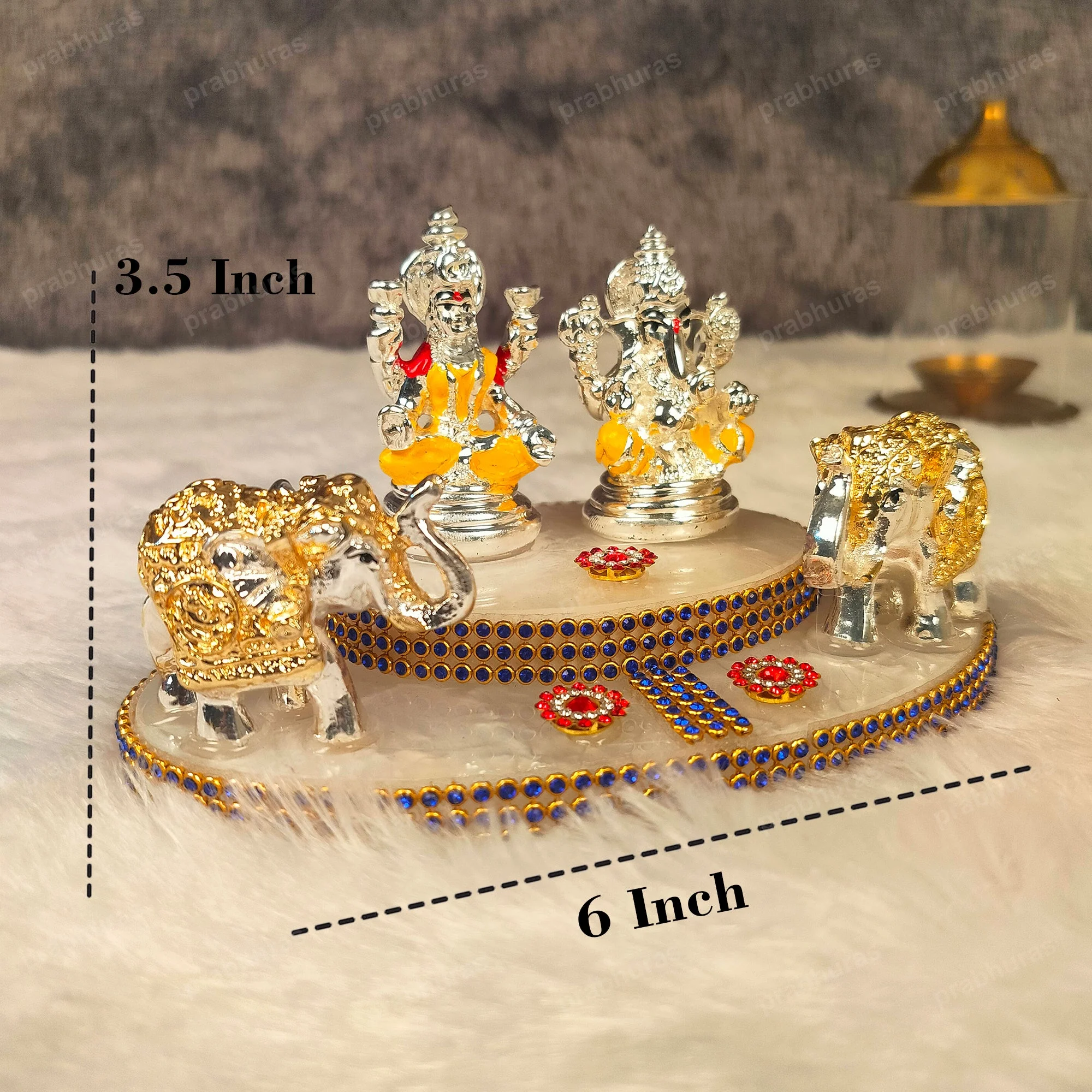 Shree Laxmi Ganesh With Hathi And Silver Coated - Image 4