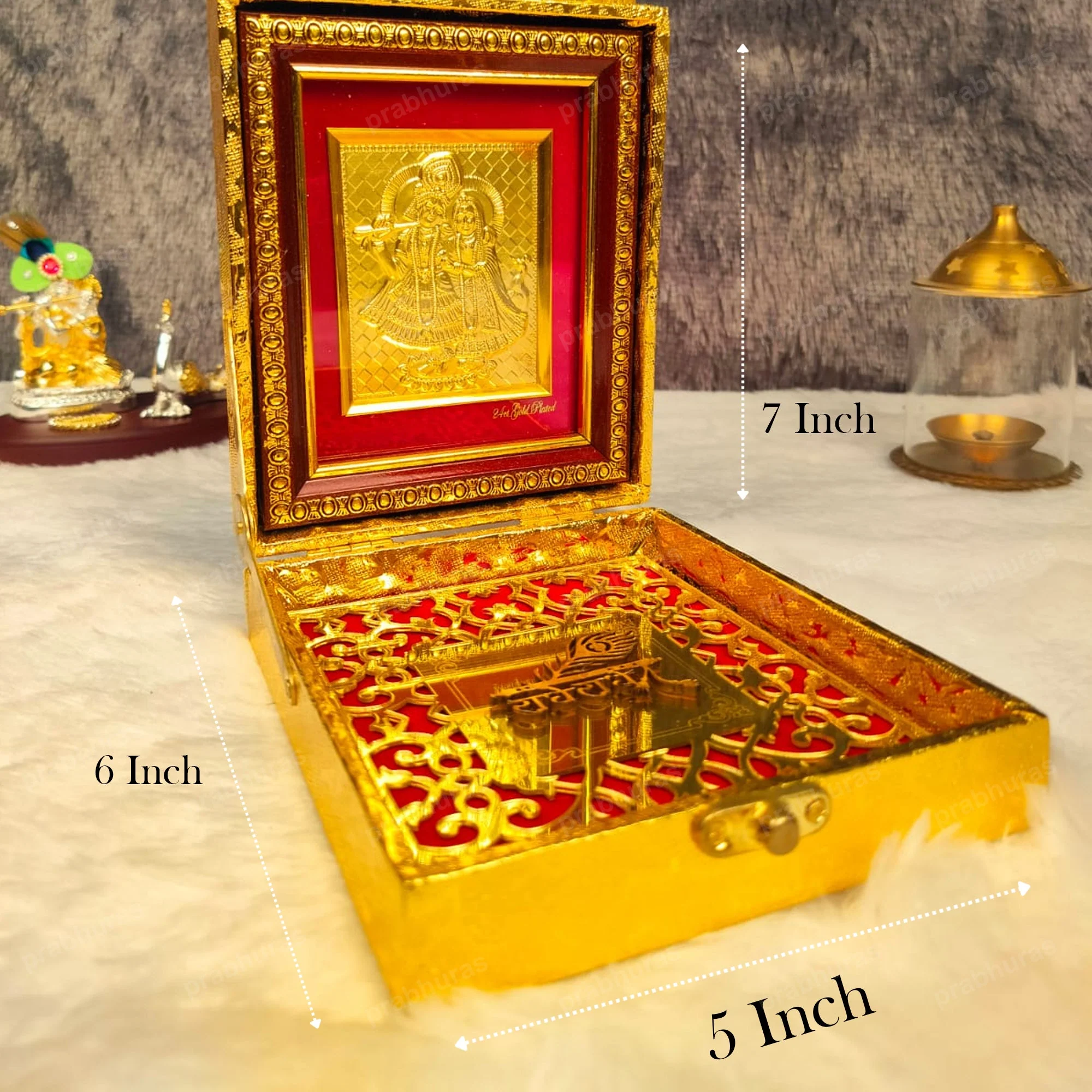 Shree Radhe Krishna With Attachi Gift Box Gold Coated - Image 6