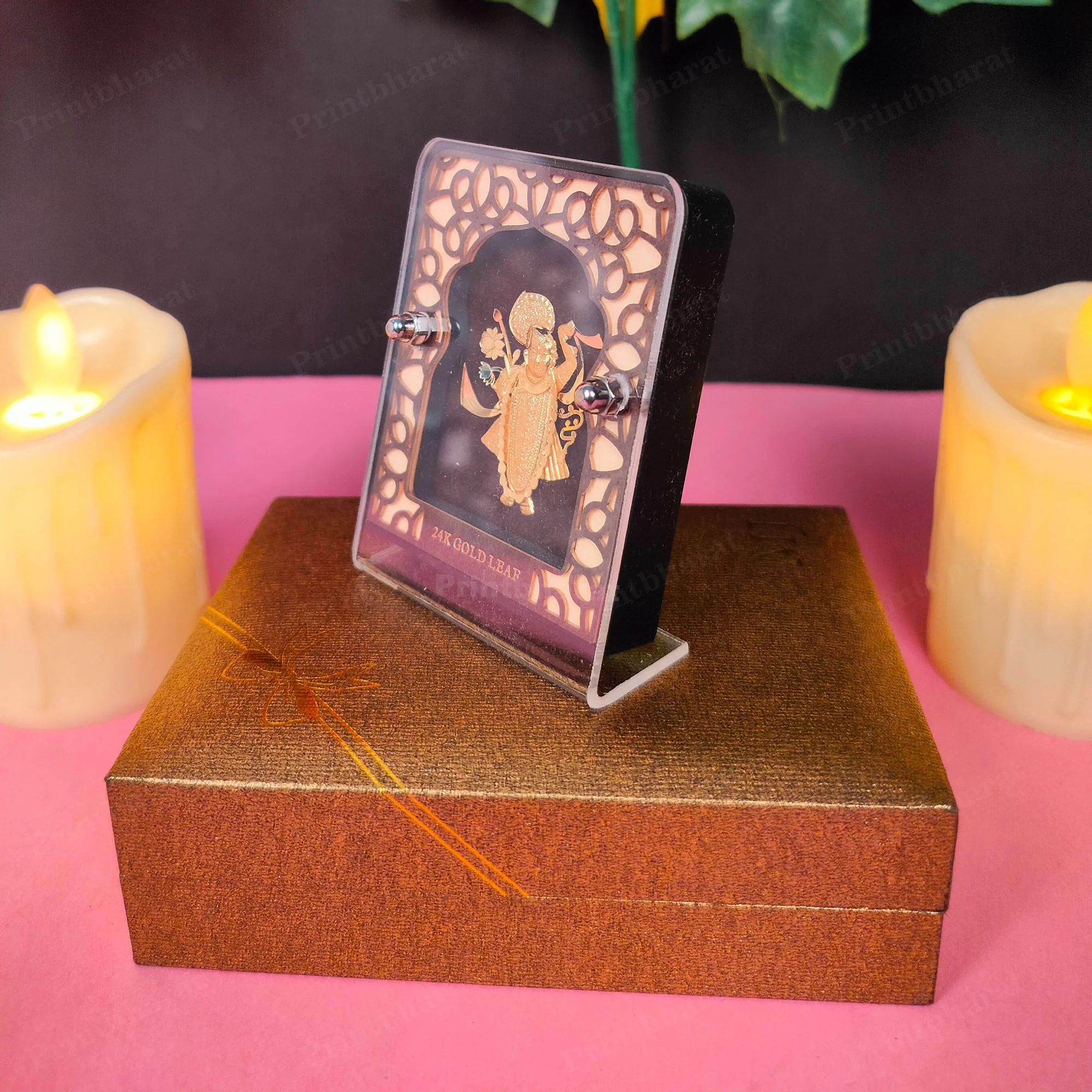 Shreenath Ji Leaf 24KT Gold Coated Table Top - Image 3
