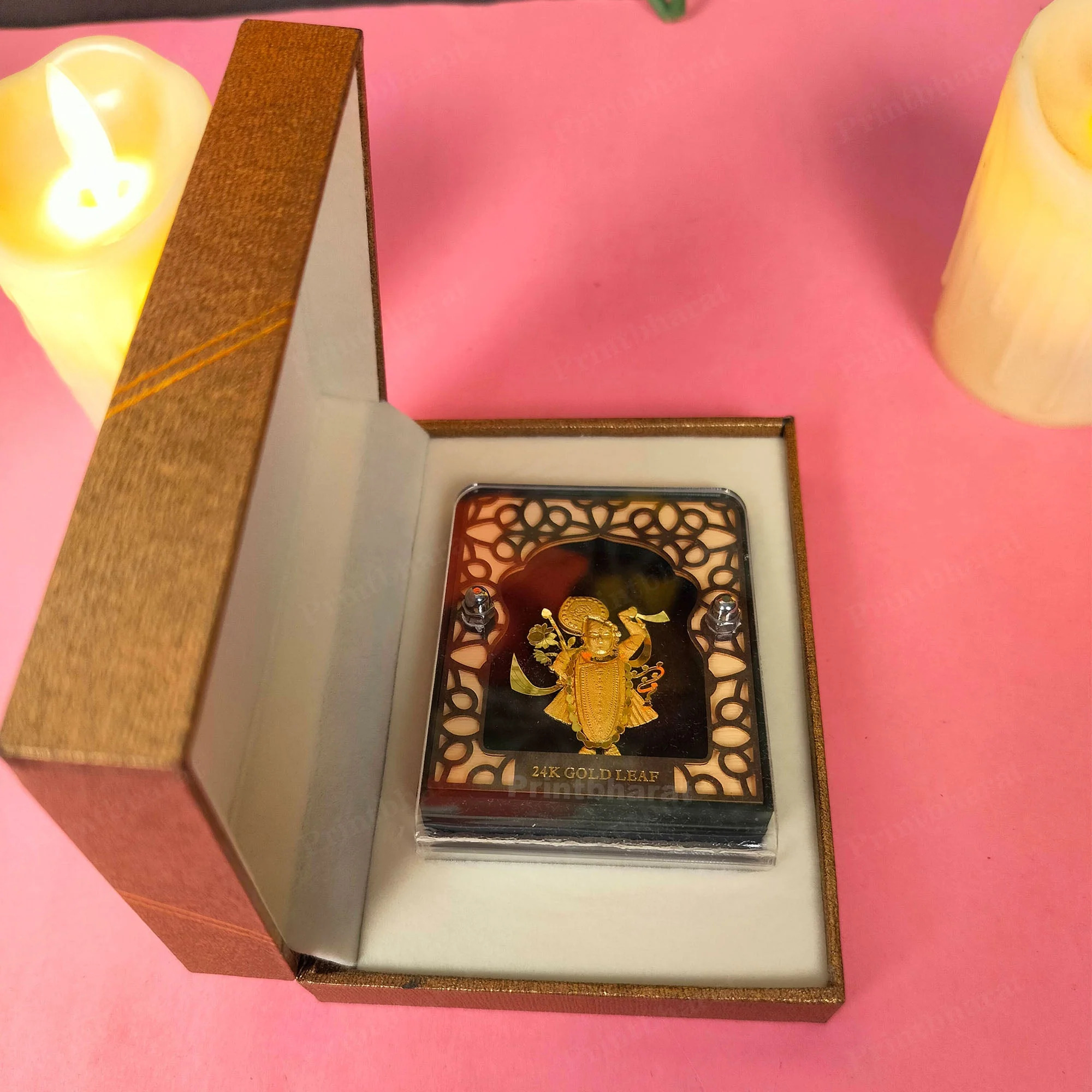 Shreenath Ji Leaf 24KT Gold Coated Table Top - Image 4