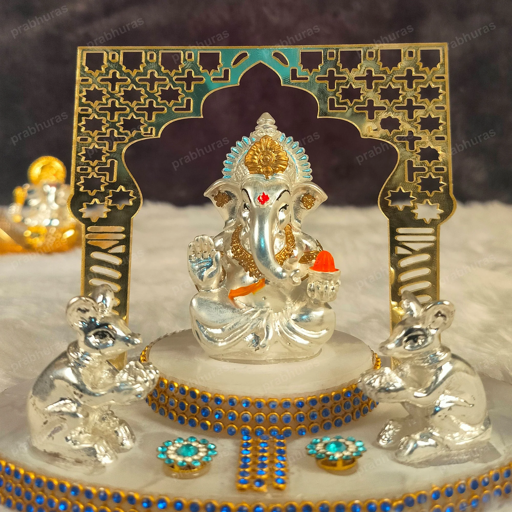 Shri Ganesh ji Dawar Gate With Gold And Silver Coated - Image 4