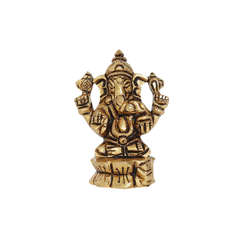 Siddhi Ganapati Brass Idol | 100% Pure Brass | Antique Finish - Image 3