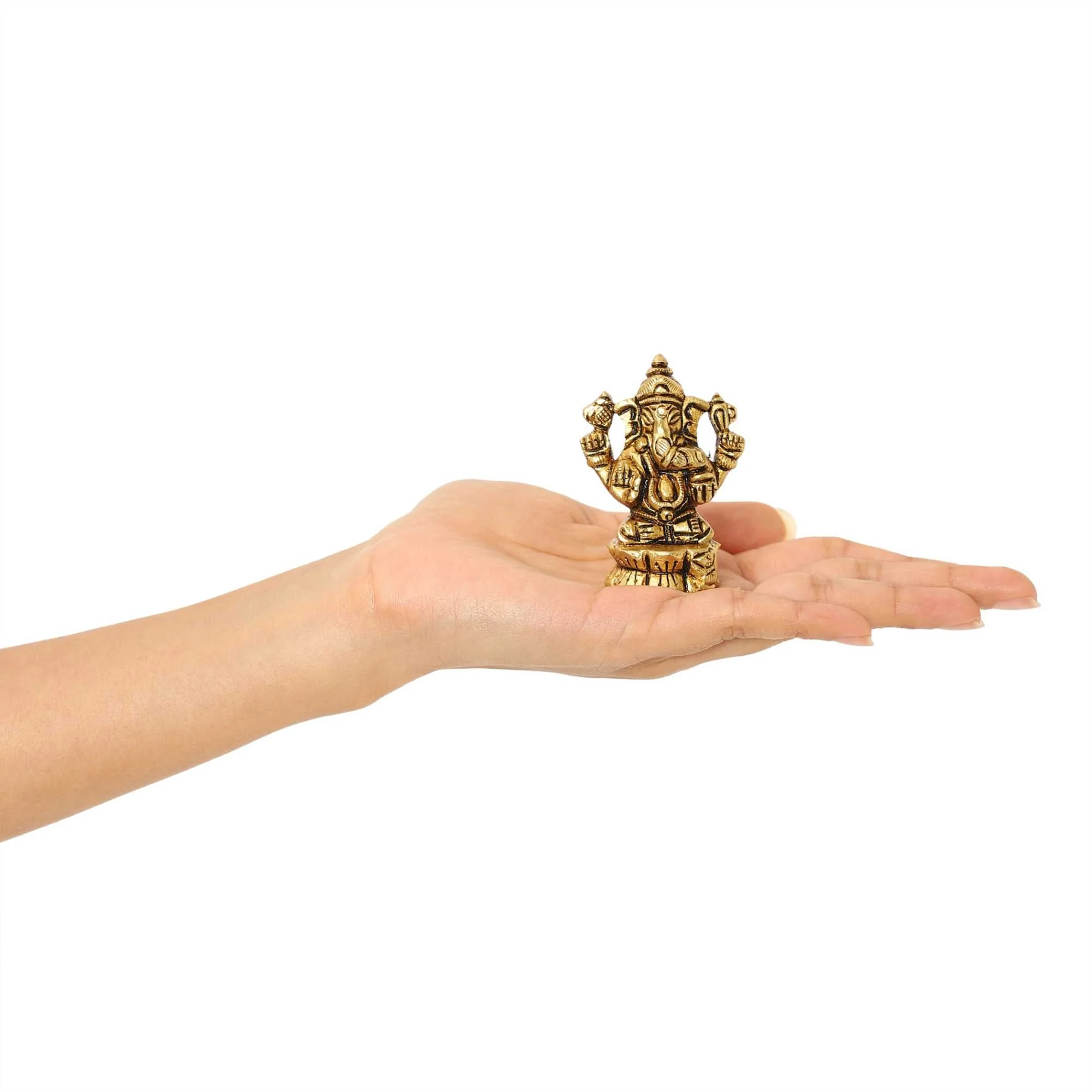 Siddhi Ganapati Brass Idol | 100% Pure Brass | Antique Finish - Image 4