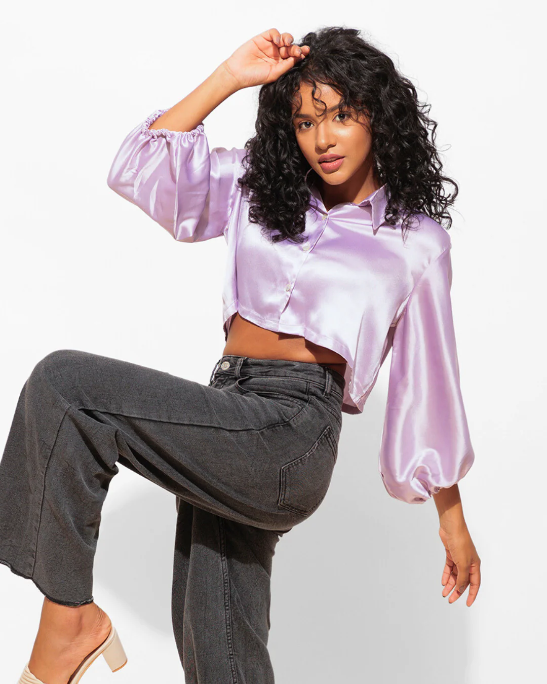 Silky Satin Crop Shirt – Versatile Staple for Day to Night Looks - Image 18