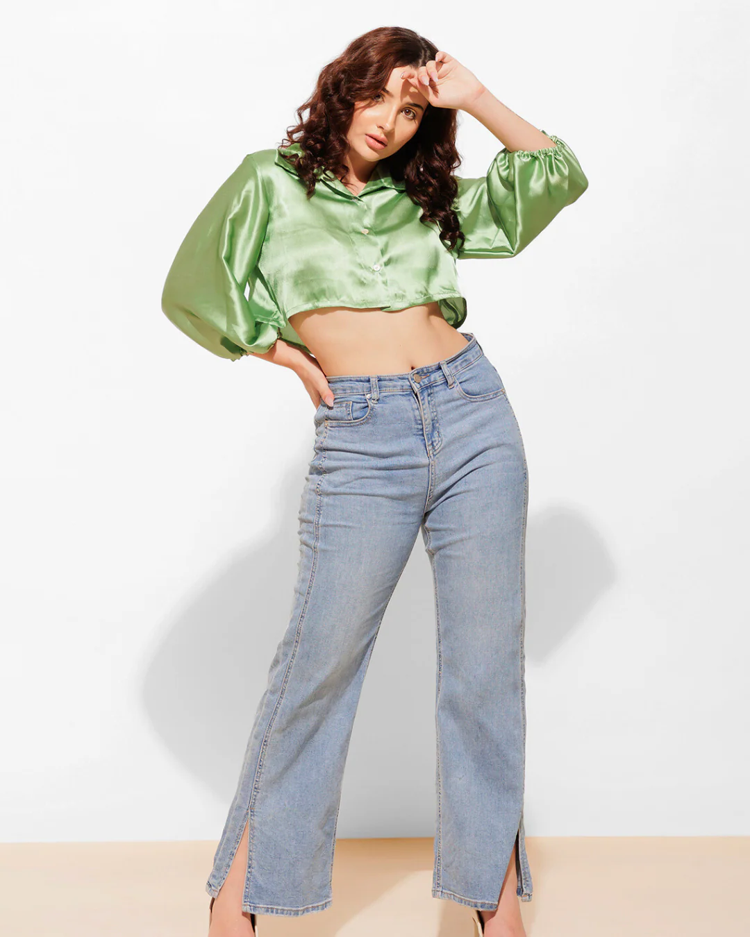 Silky Satin Crop Shirt – Versatile Staple for Day to Night Looks - Image 28