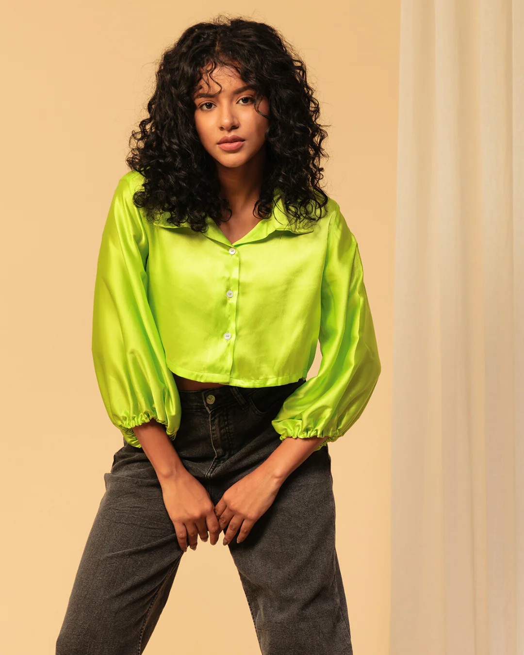 Silky Satin Crop Shirt – Versatile Staple for Day to Night Looks - Image 34