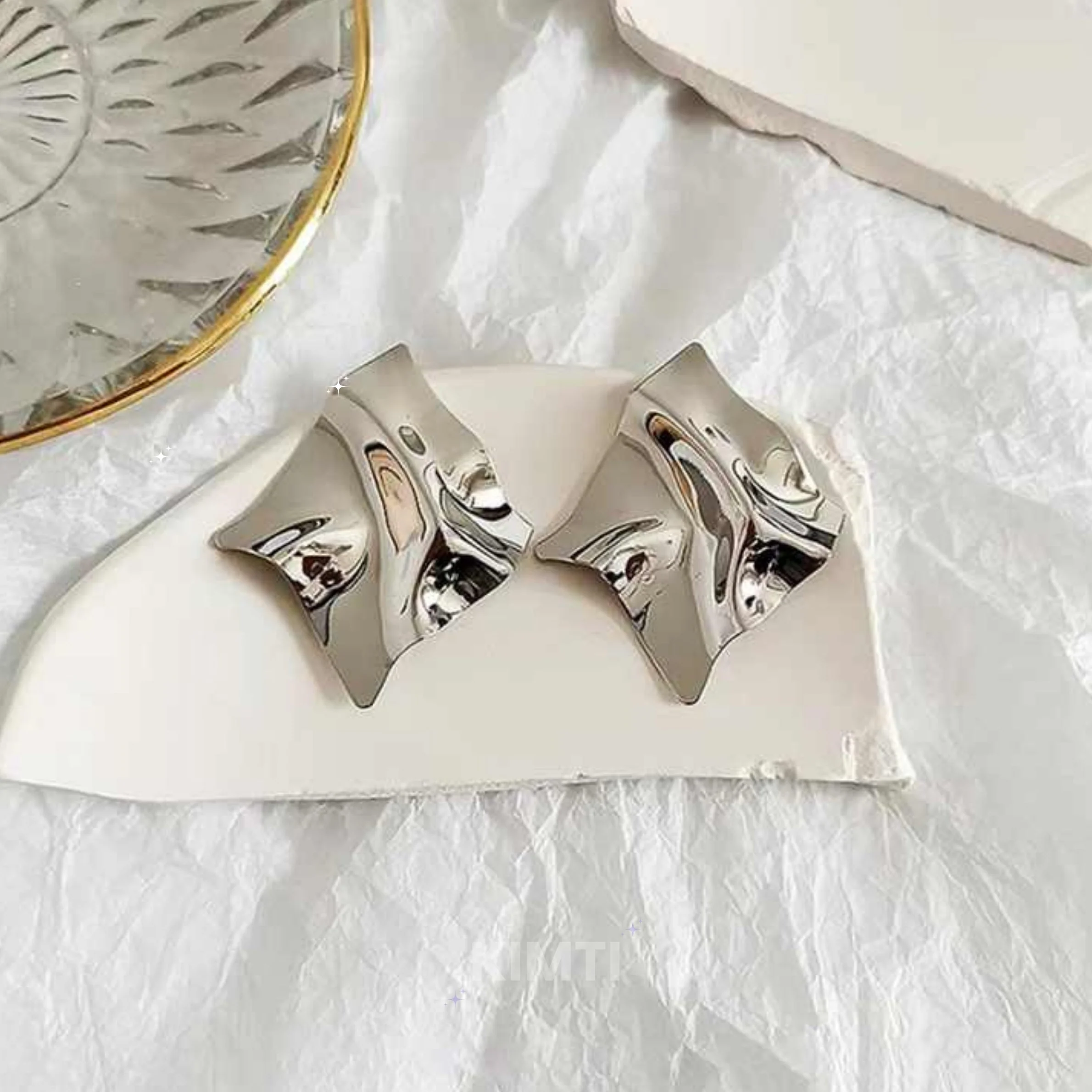 Silver Colour Big Stud Earring - Image 2