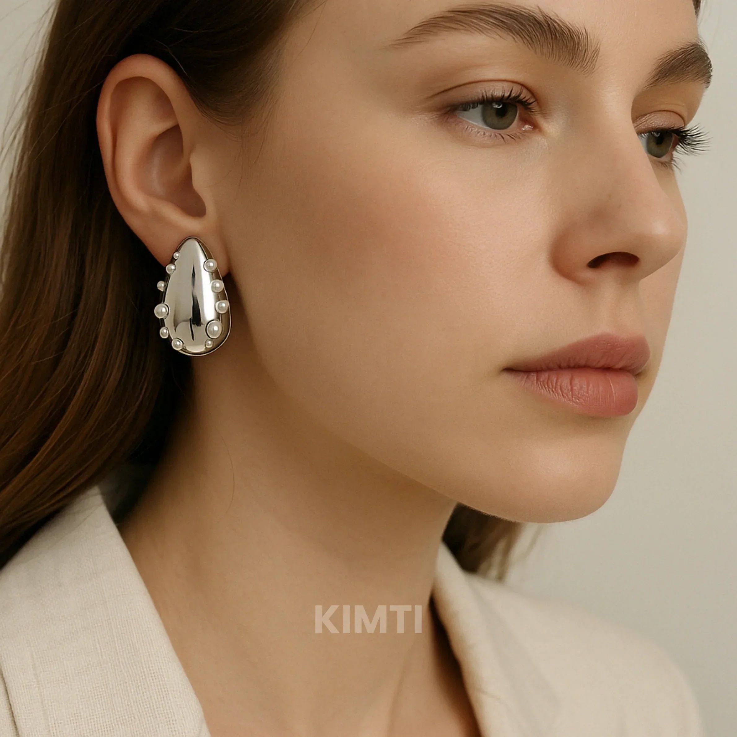 Silver Drop Stud Earring - Image 2