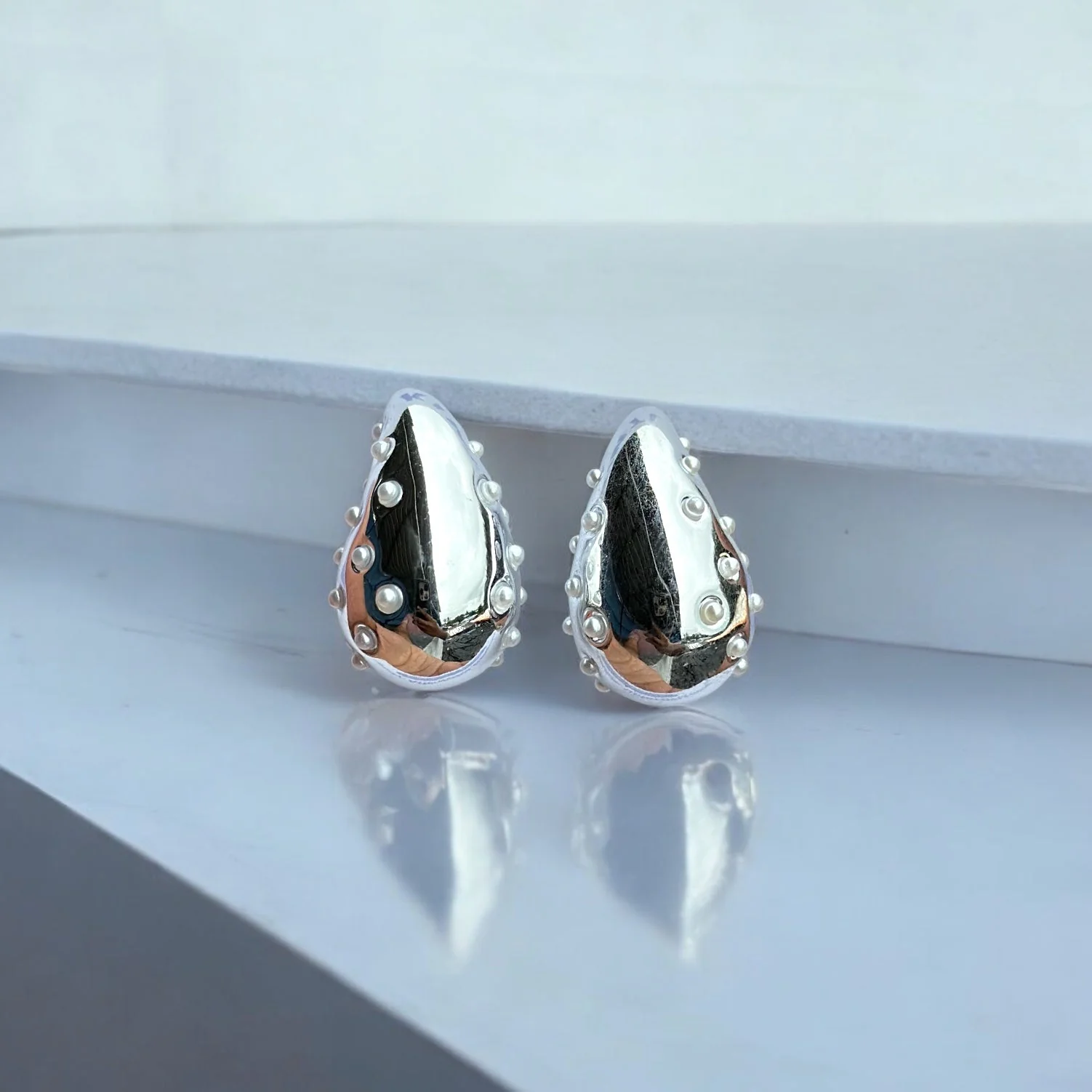 Silver Drop Stud Earring - Image 3