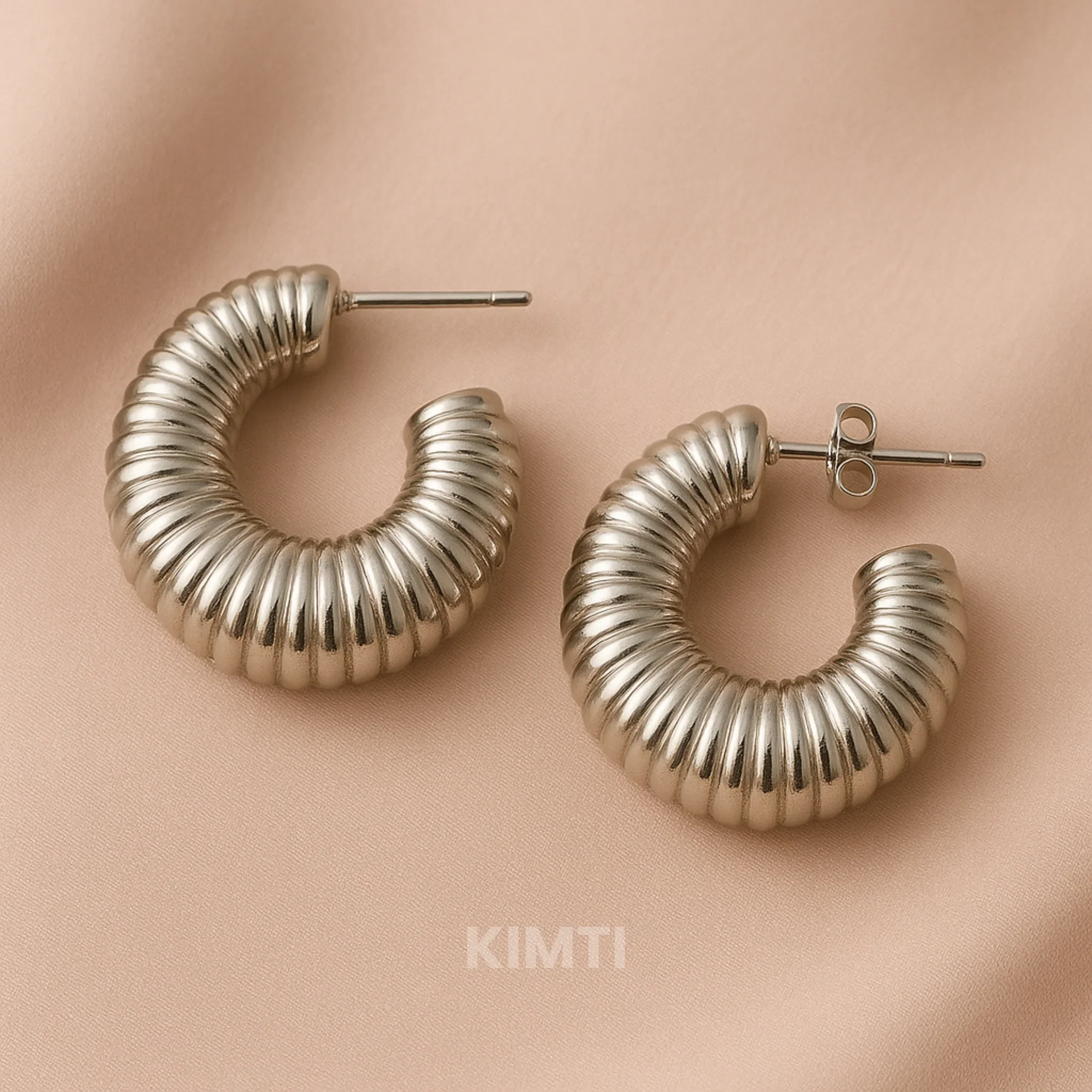 Silver Lustre Hoops Earring