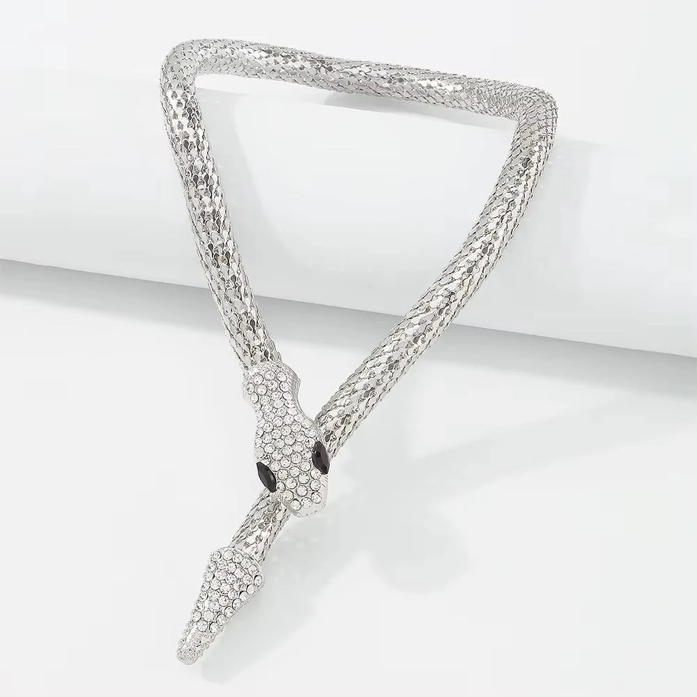 Silver Snake Choker Necklace - Image 3