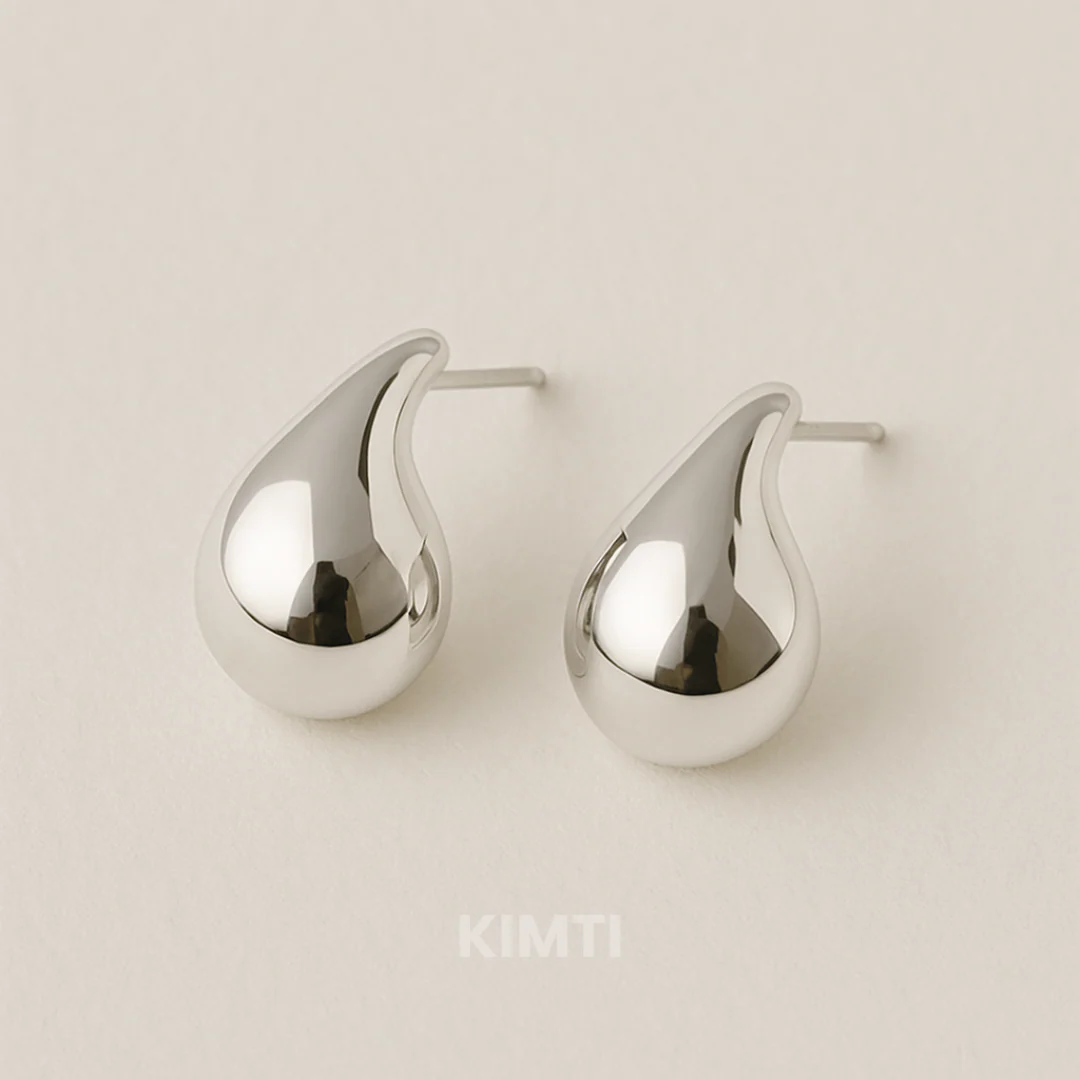 Silver Teardrop Stud Earring - Image 2