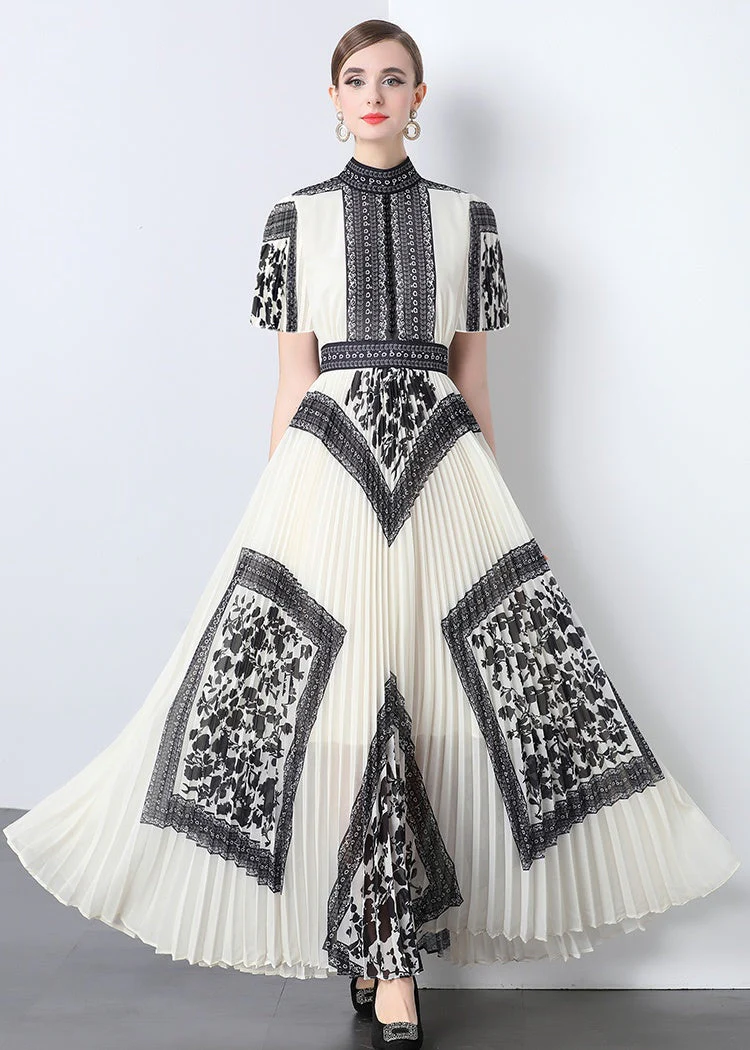 Simone Pleated Print Maxi Dress