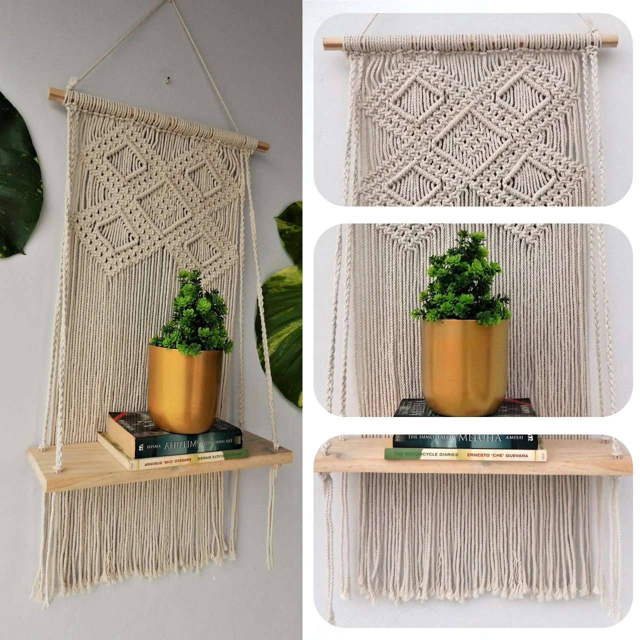 Single Macrame Hanging Shelf - Image 5