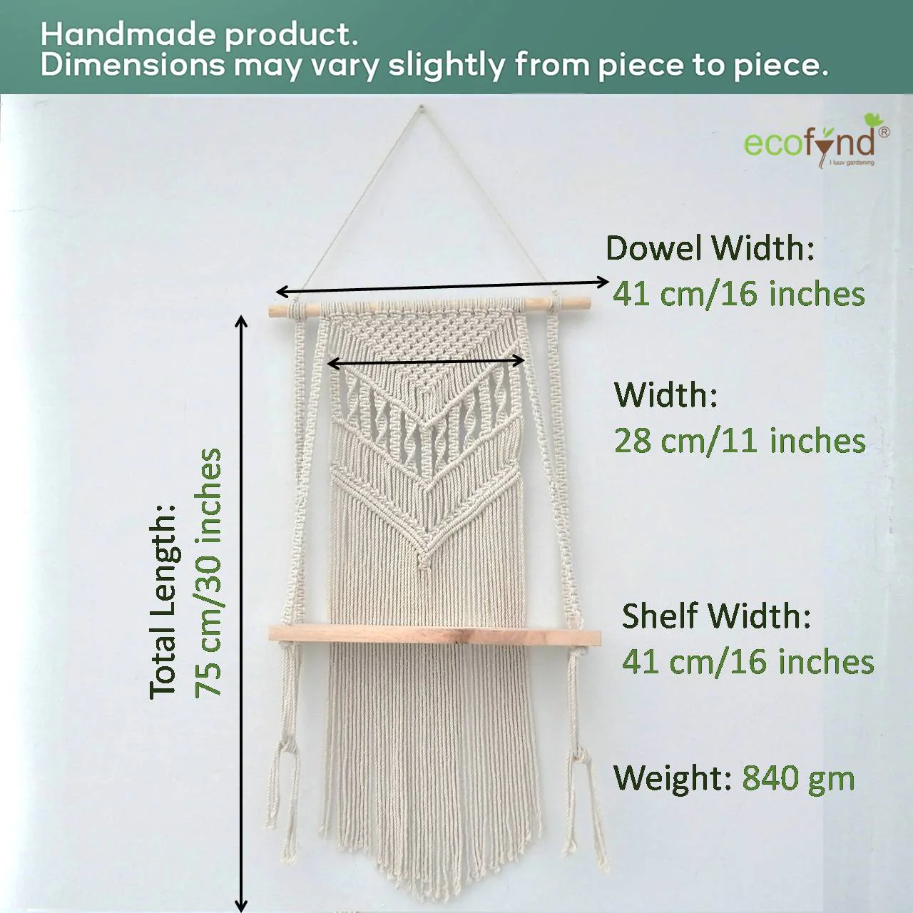 Single Macrame Hanging Shelf - Image 3