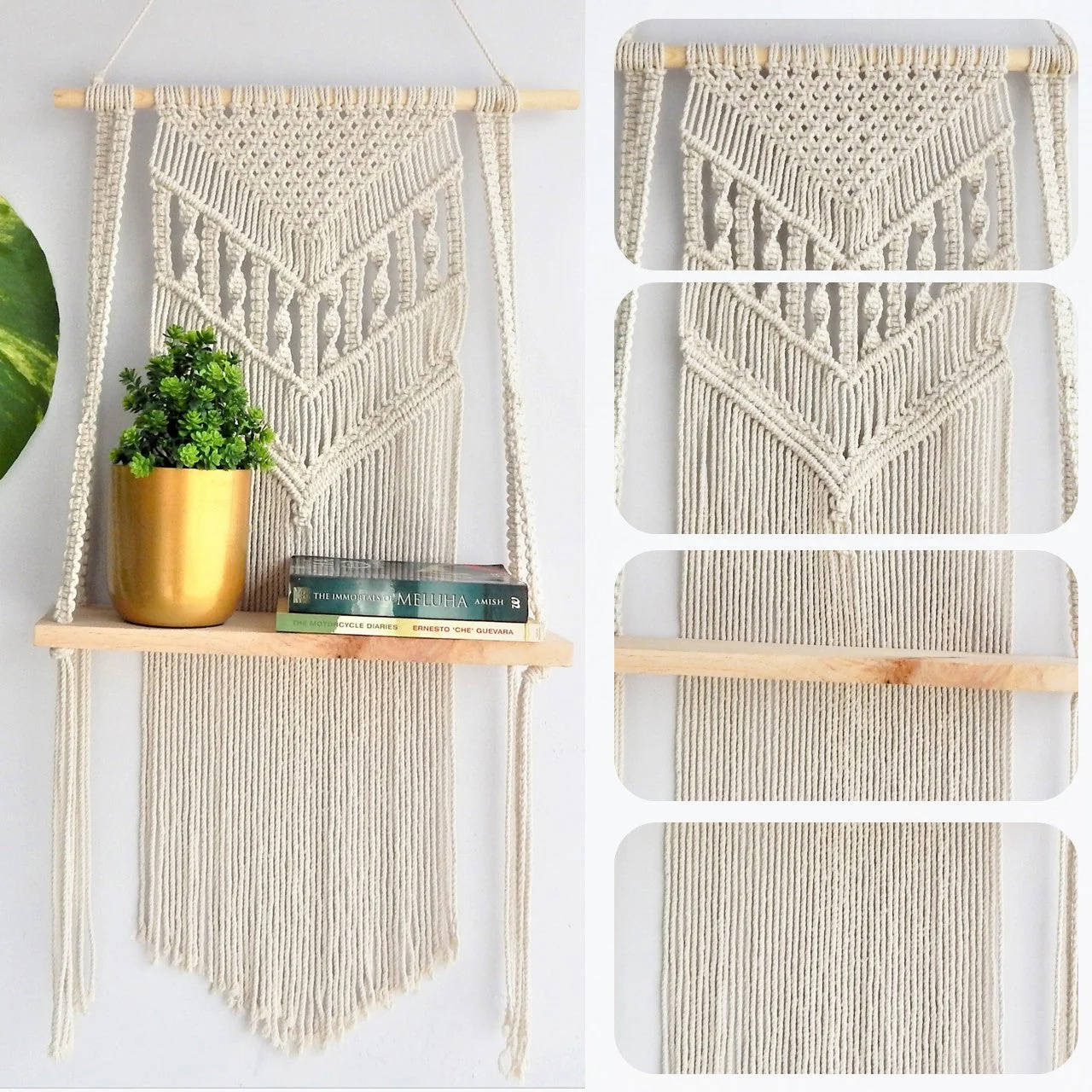 Single Macrame Hanging Shelf - Image 4