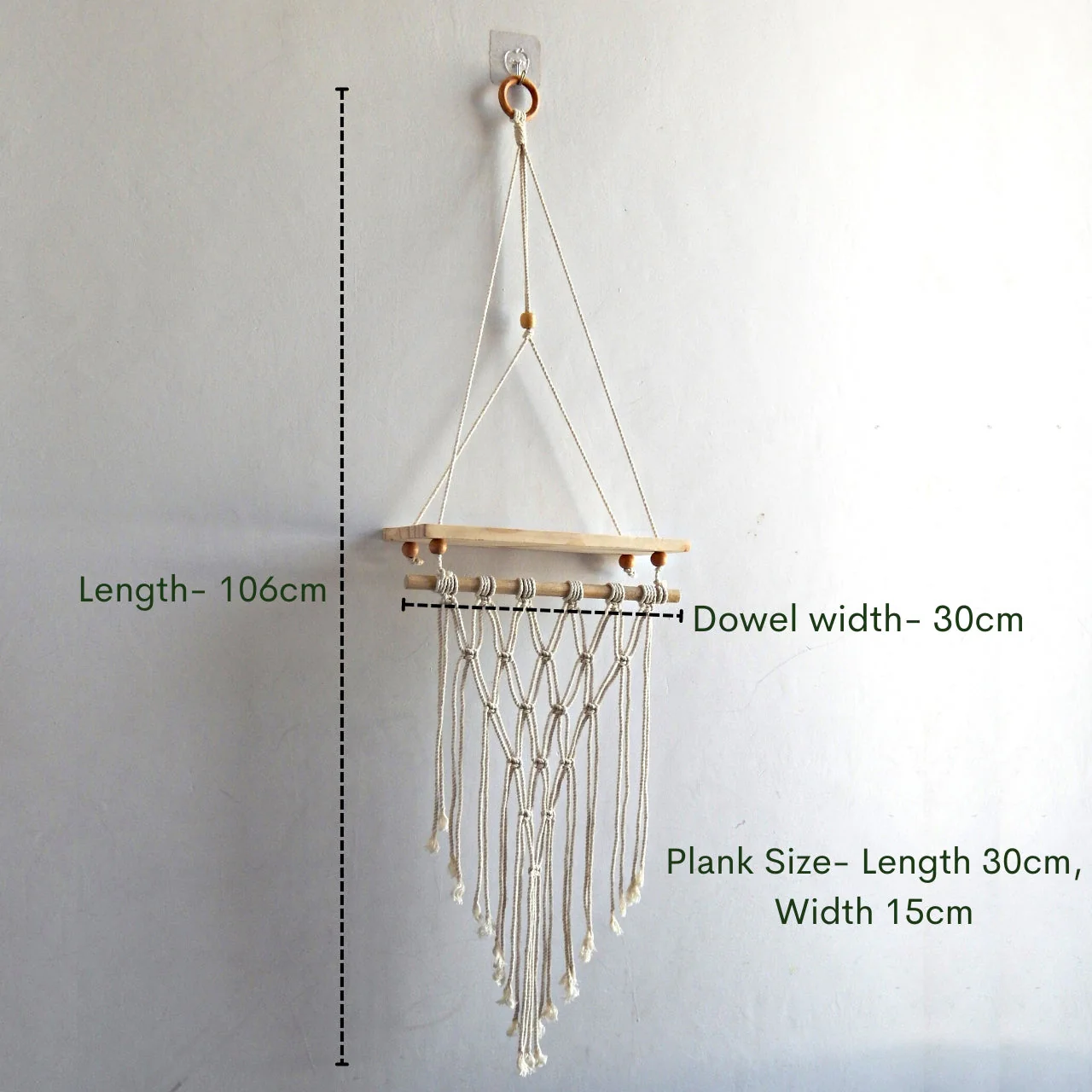 Single Macrame Hanging Shelf - Image 2